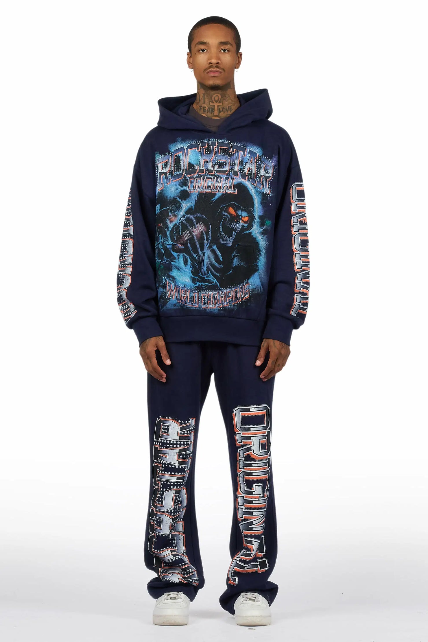 Kross Navy Hoodie/Baggy Pant Track Set