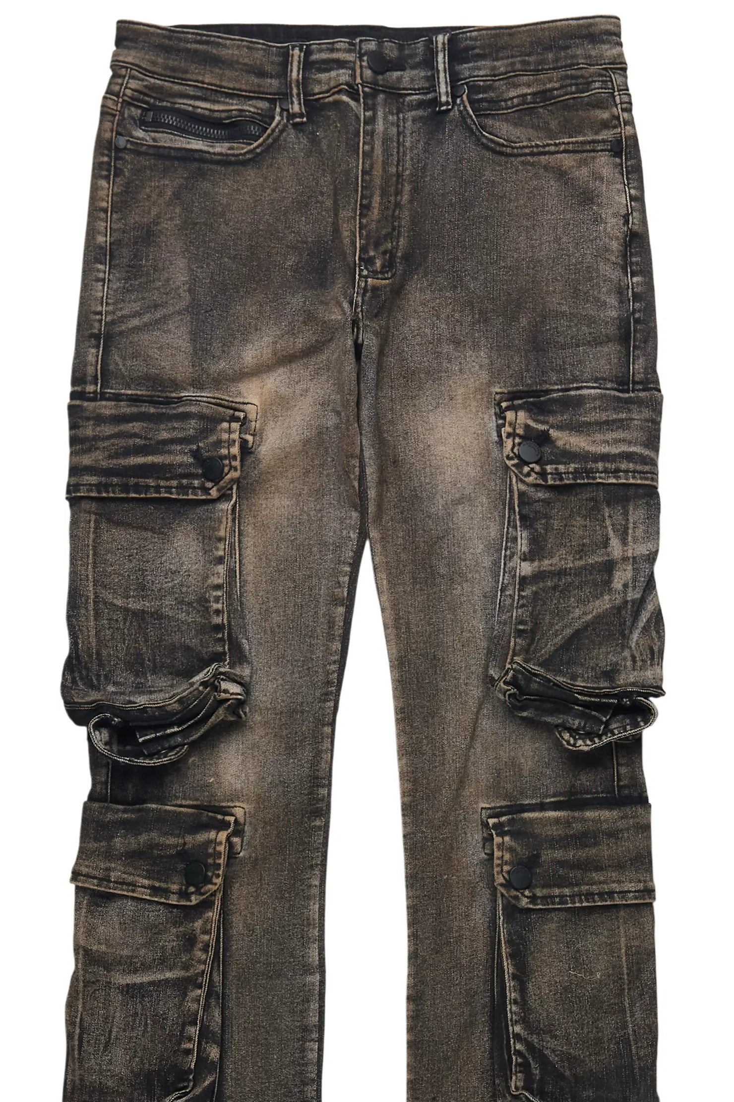 Cloudy Dark Grey Stacked Flare Jean