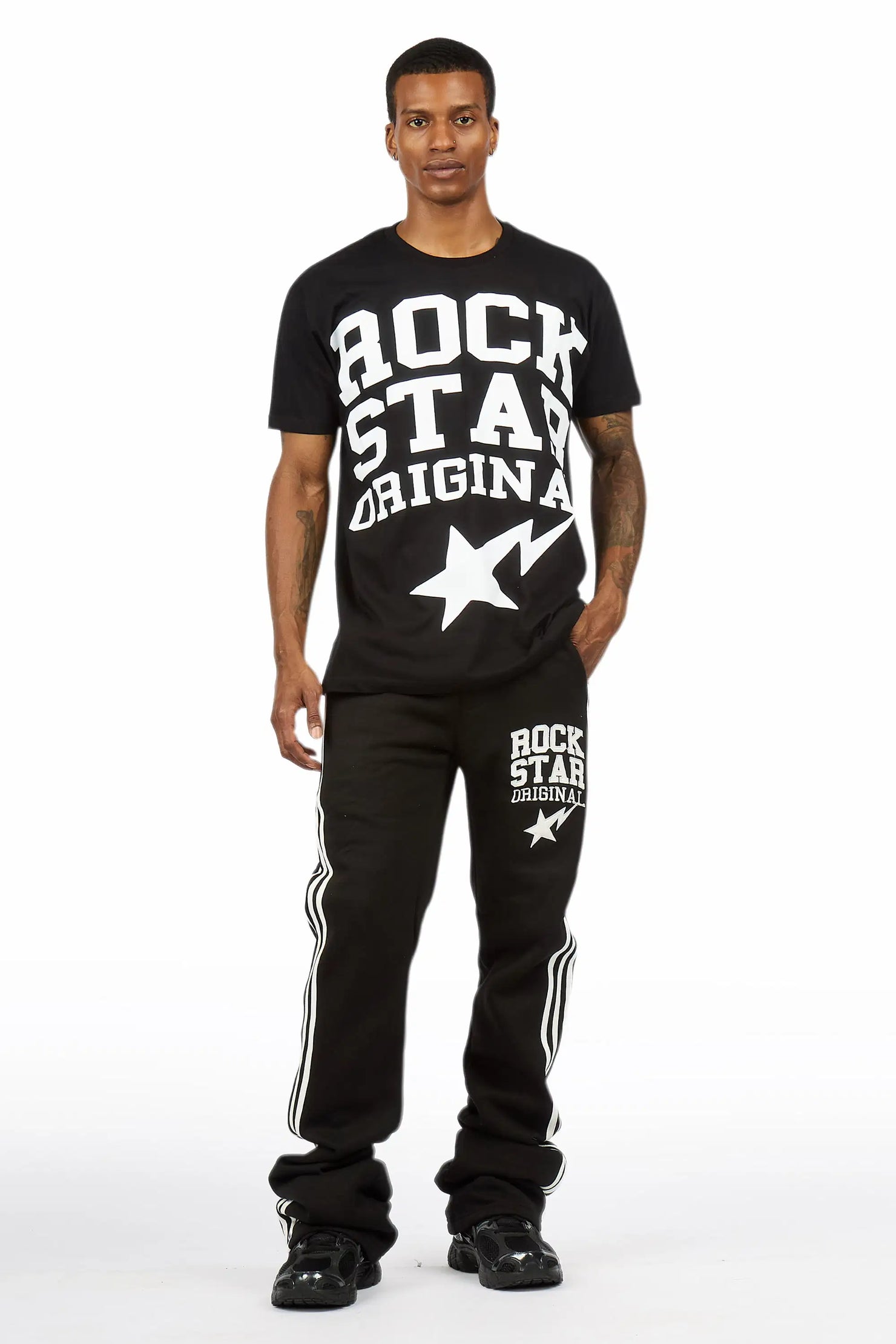 Gerrit 2.0 Black/White T-Shirt/Stacked Baggy Pant Track Set