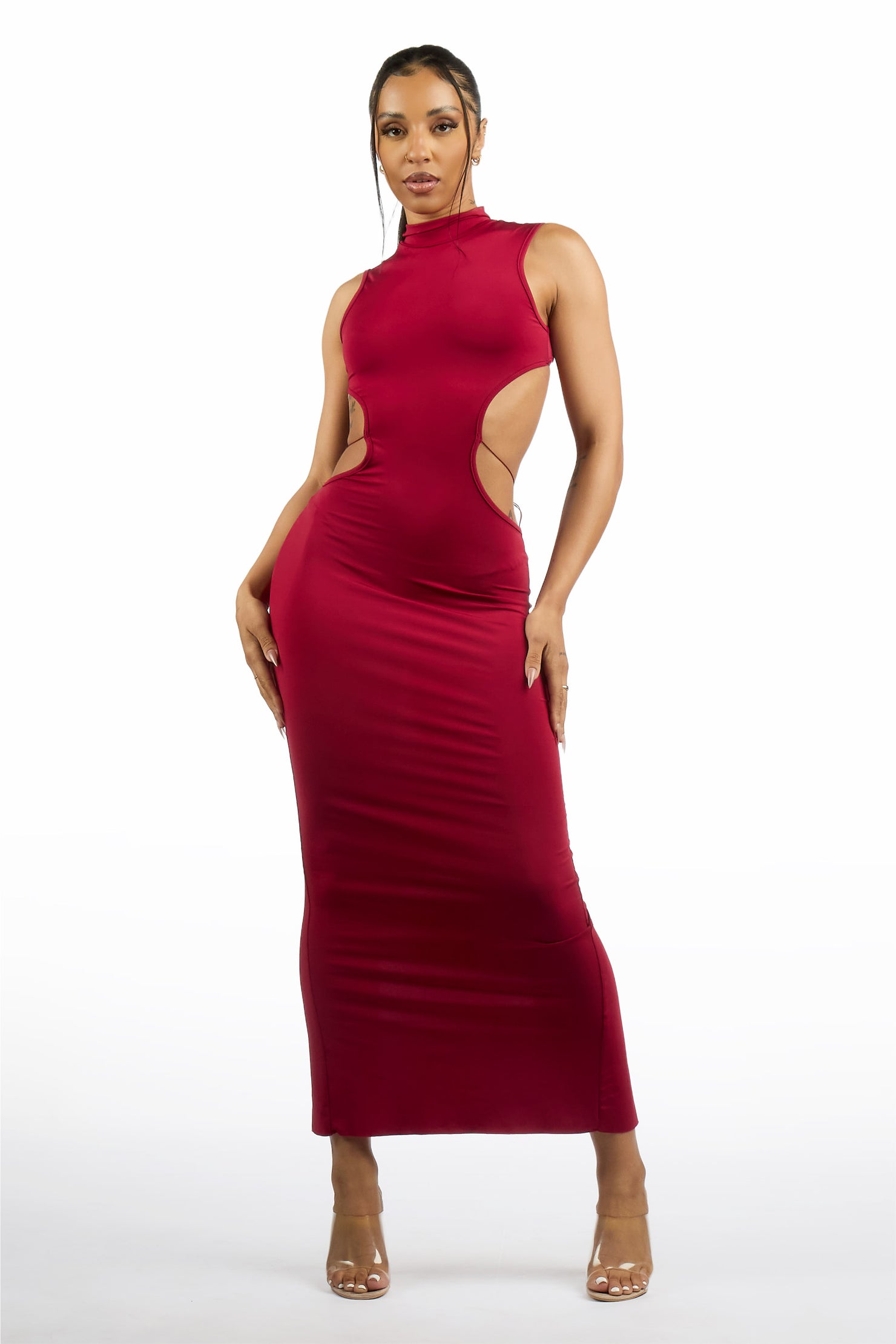 Lo-Fly Butterfly Back Burgundy Maxi Dress