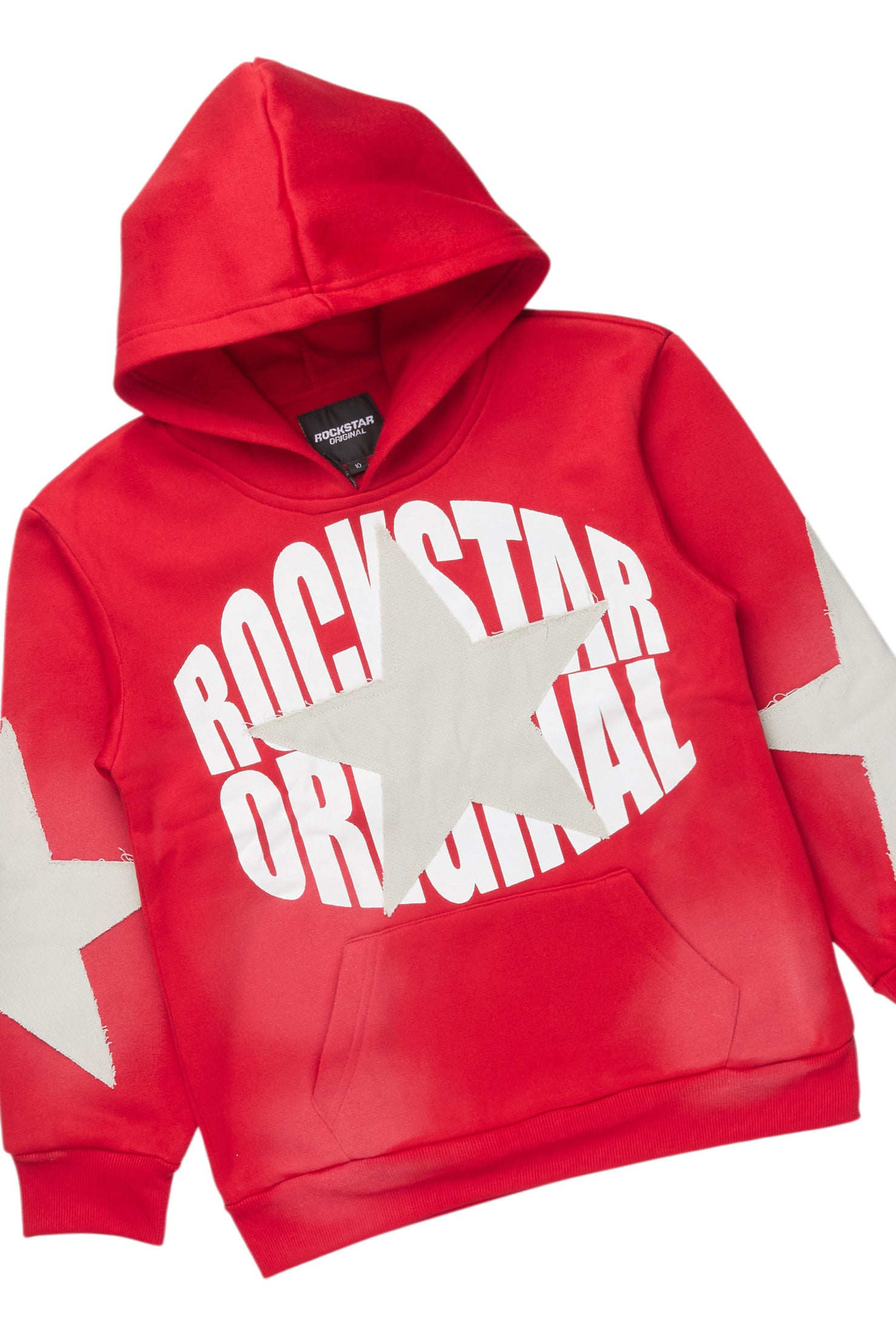 Boys States Red/Heather Grey Stacked Hoodie Track Set