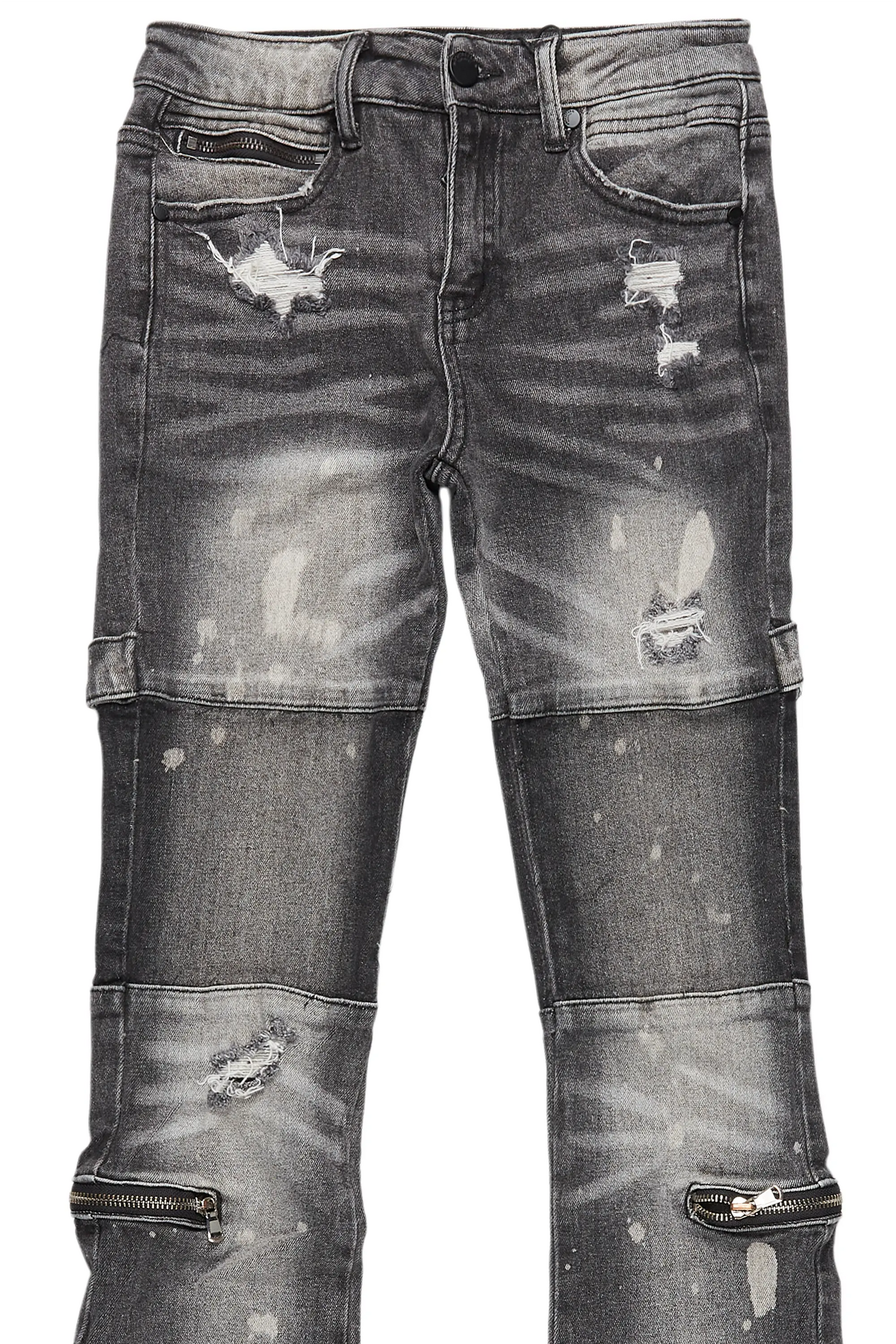 Girls Grib Grey Bleach Baggy Jeans