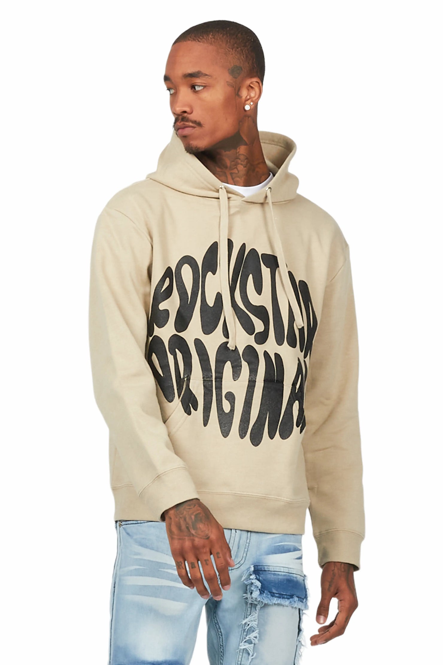 Thierry Beige Graphic Hoodie