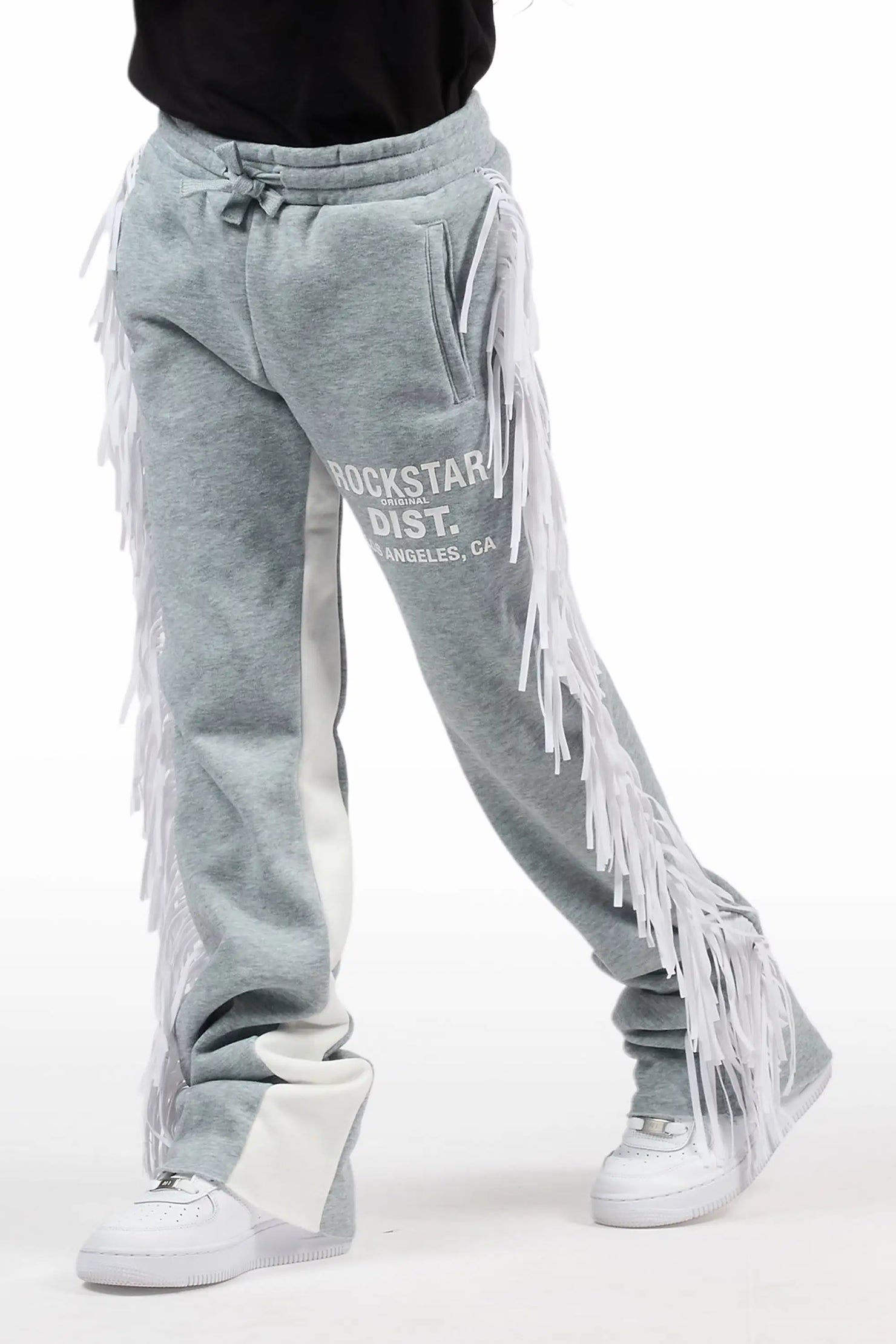 Girls Kendra Grey Fringe Stacked Flare Pant