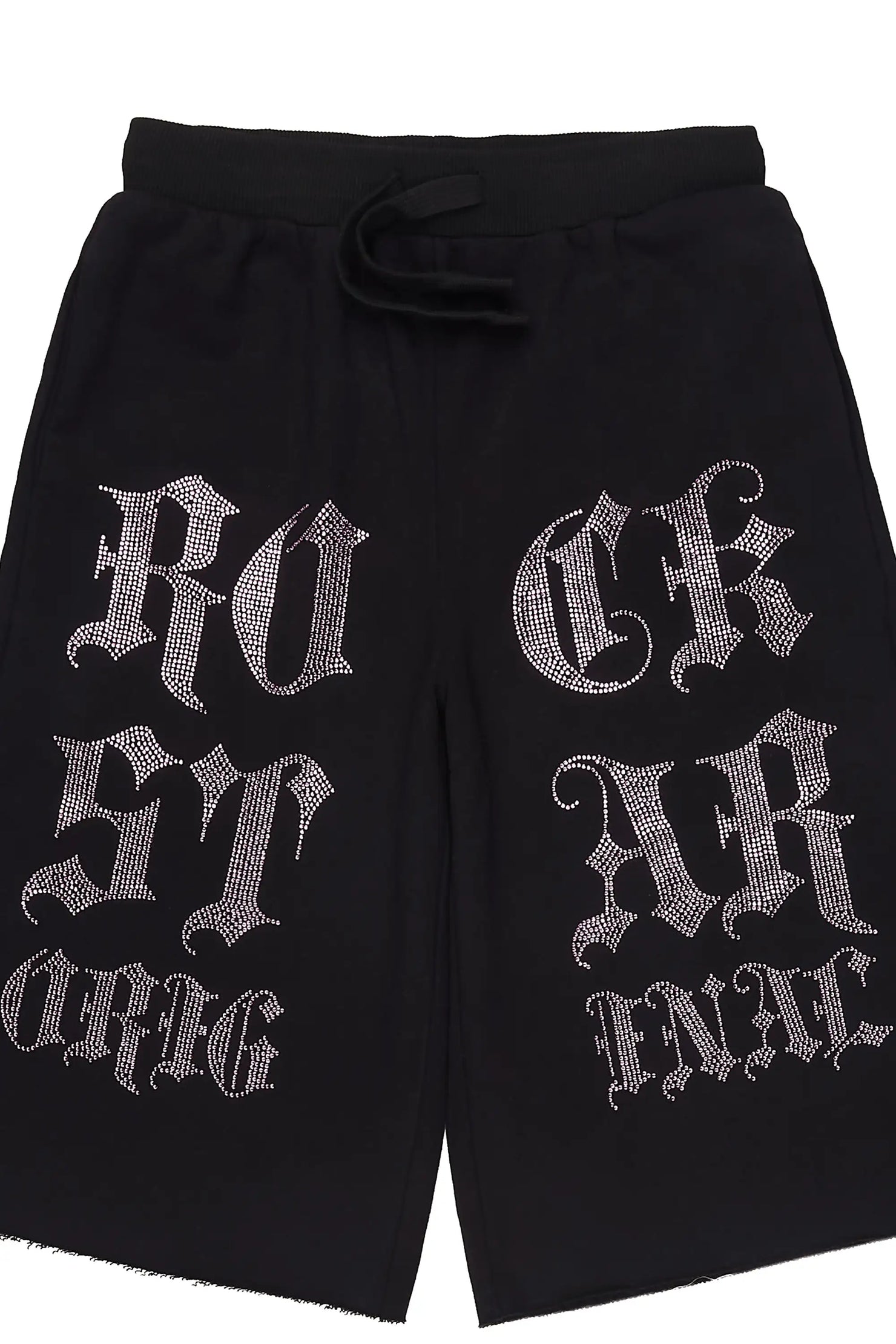 Girls Teiara Black Rhinestone Track Short