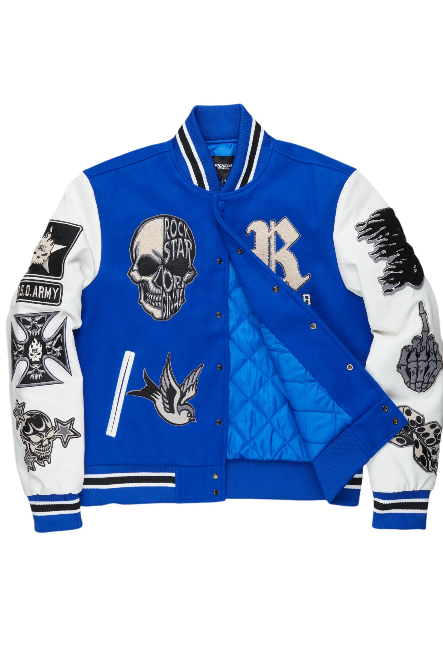 Nikkeda Royal Blue Oversized Varsity Jacket