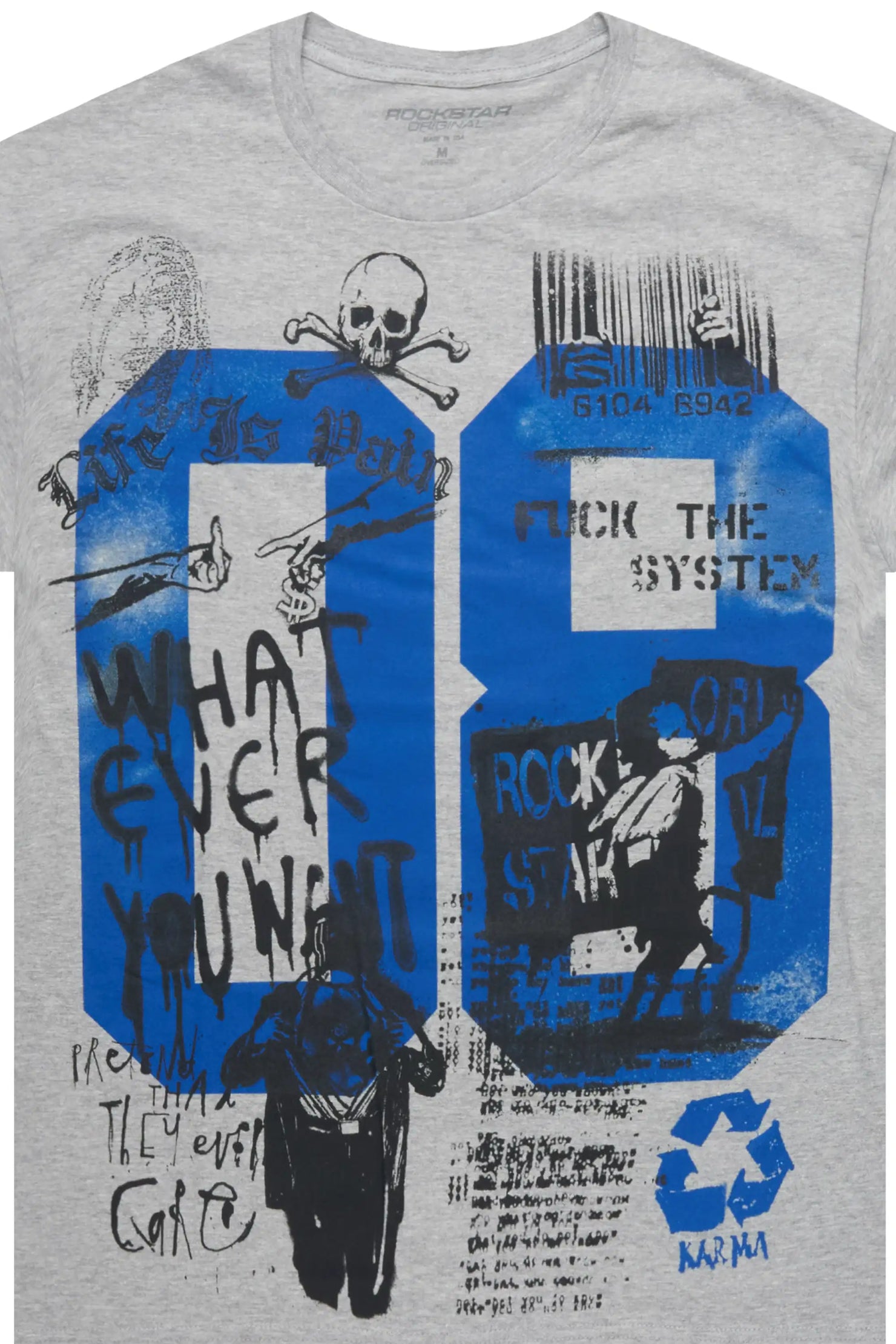 Grill 3.0 Heather Grey Oversized Graphic T-Shirt
