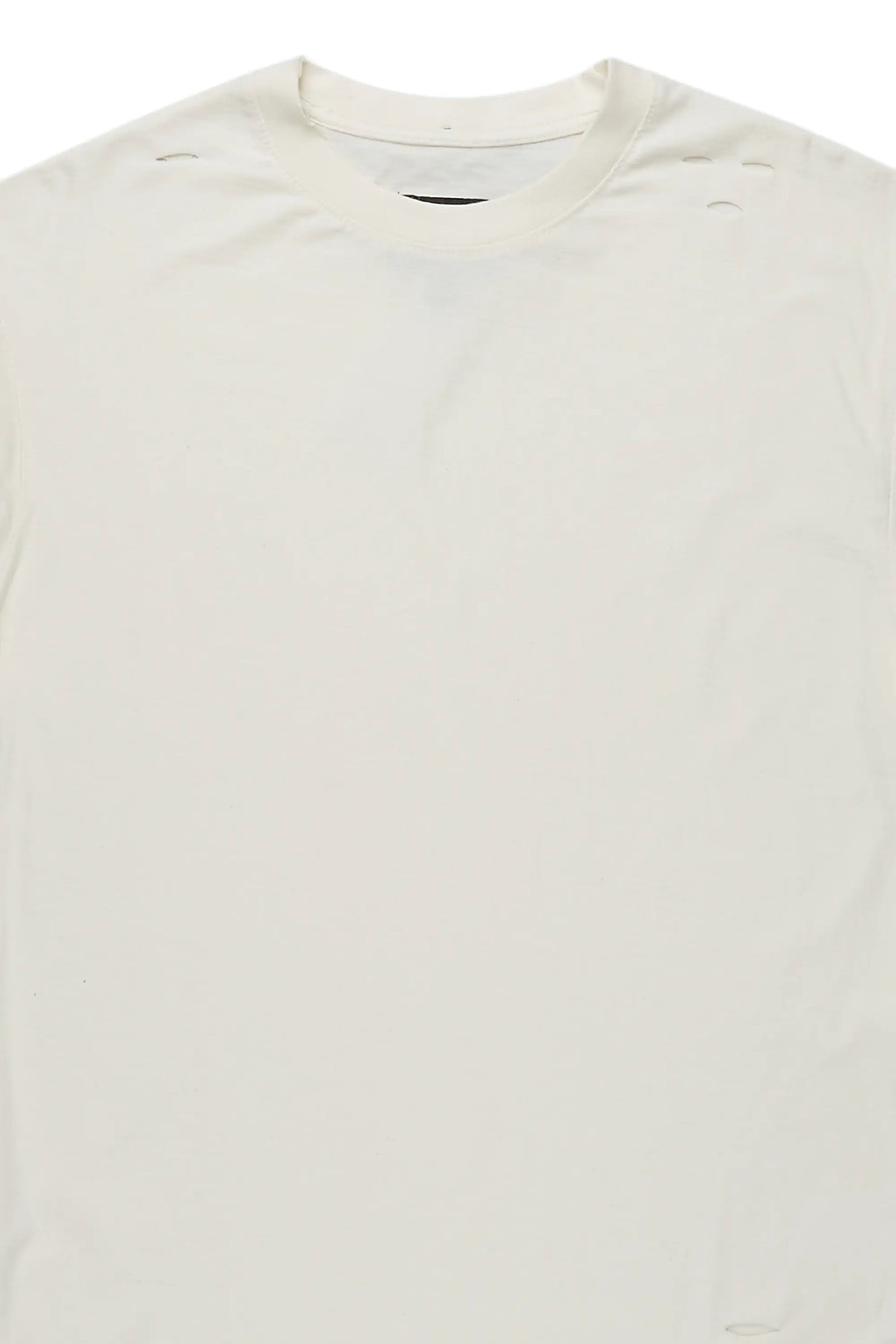 Basic Rockstar Vintage Sand Oversized Distressed Plain T-Shirt