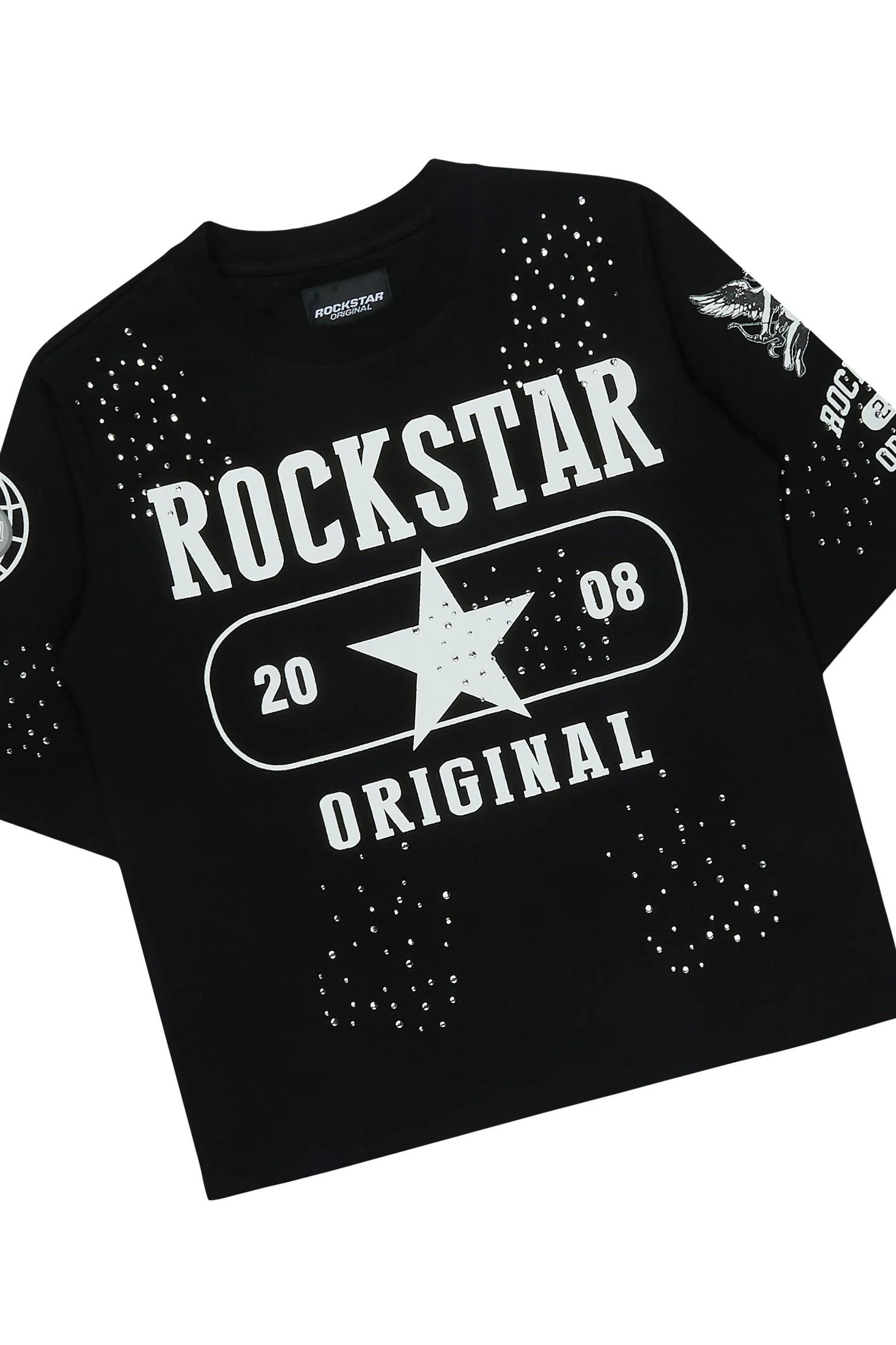 Boys Gutta Black Rhinestone Boxy T-Shirt/Short Set