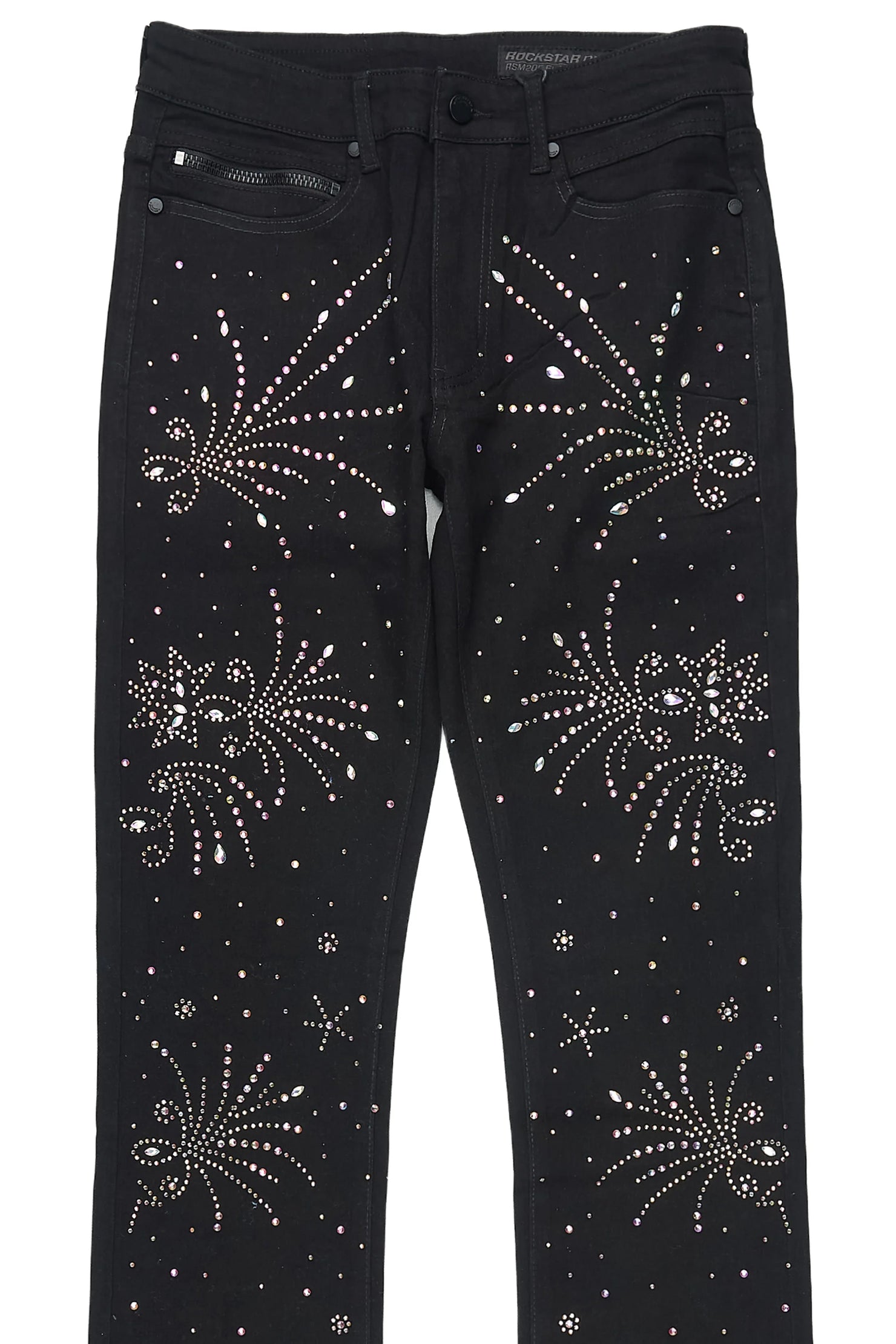 Firework Black Rhinestone Stacked Fit Jean
