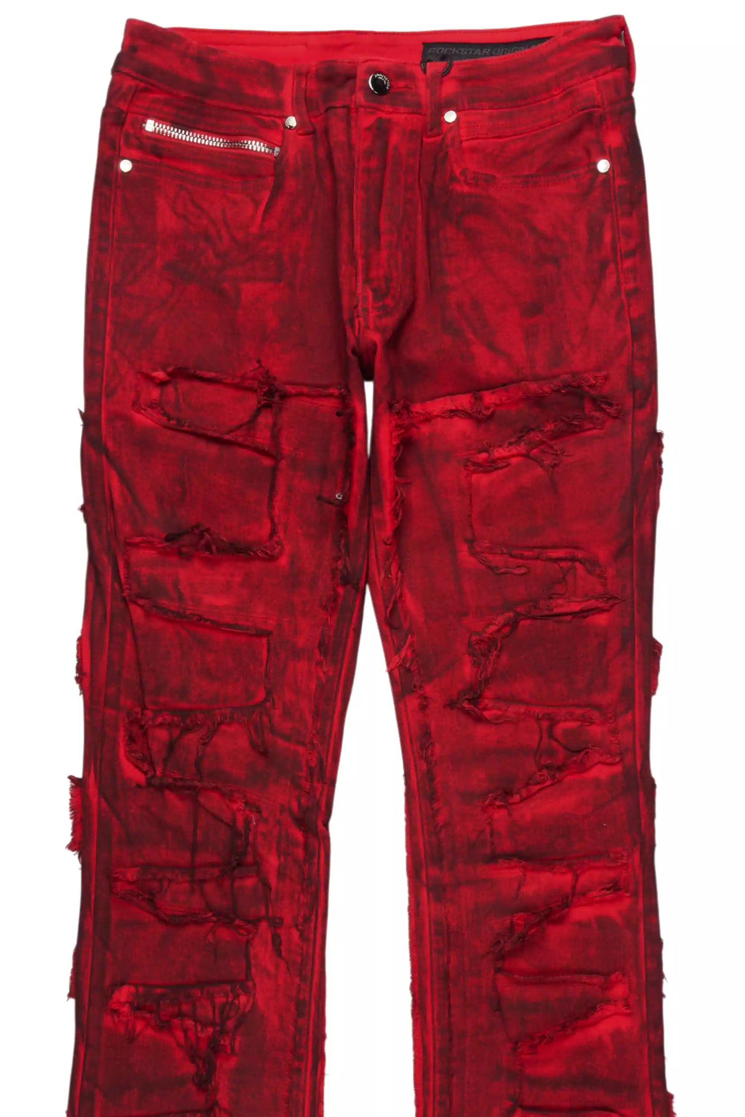 Shake Red Oil Wash Stacked Flare Jean
