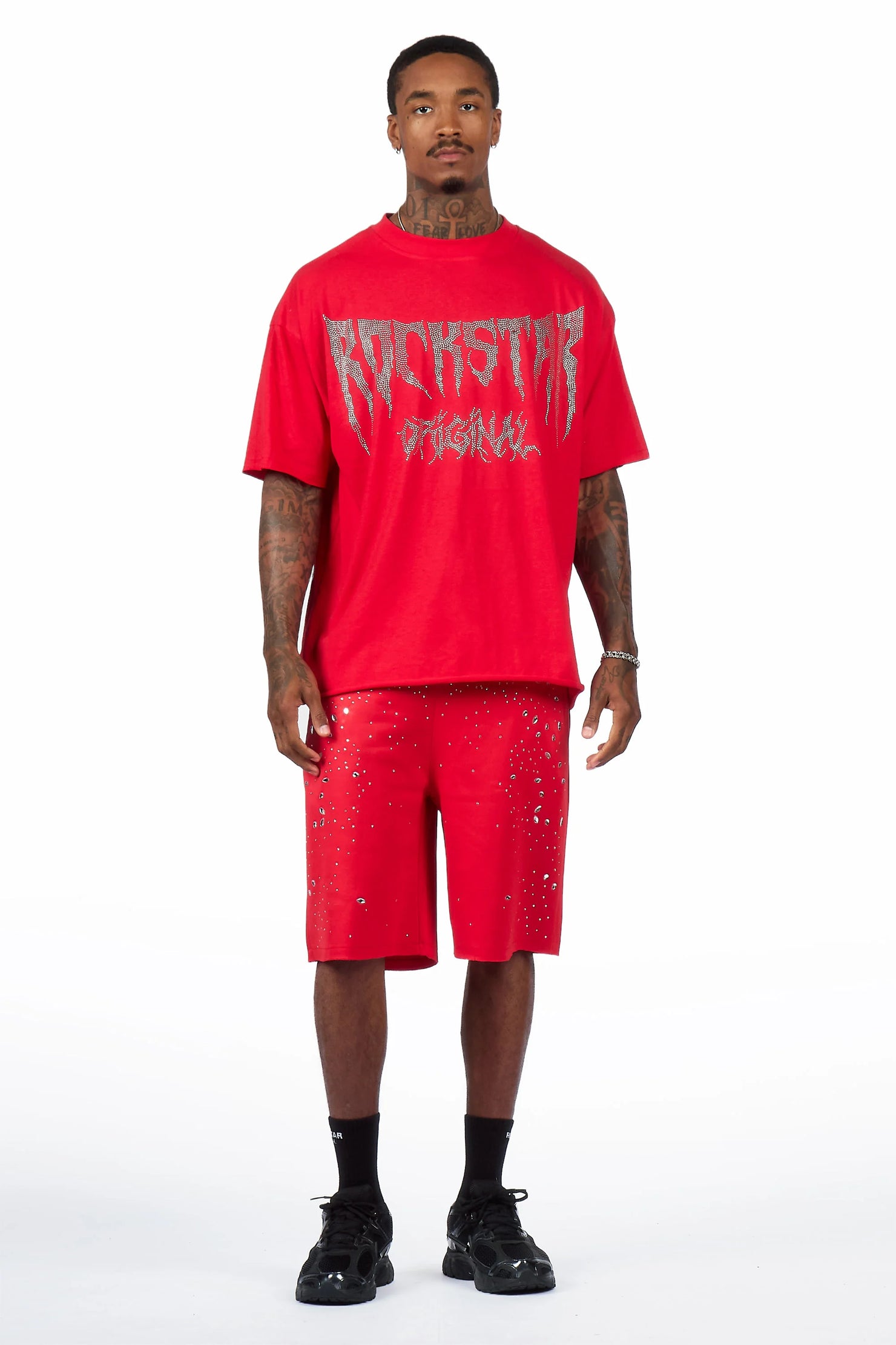 Twinkle Red Rhinestone T-Shirt/Short Set