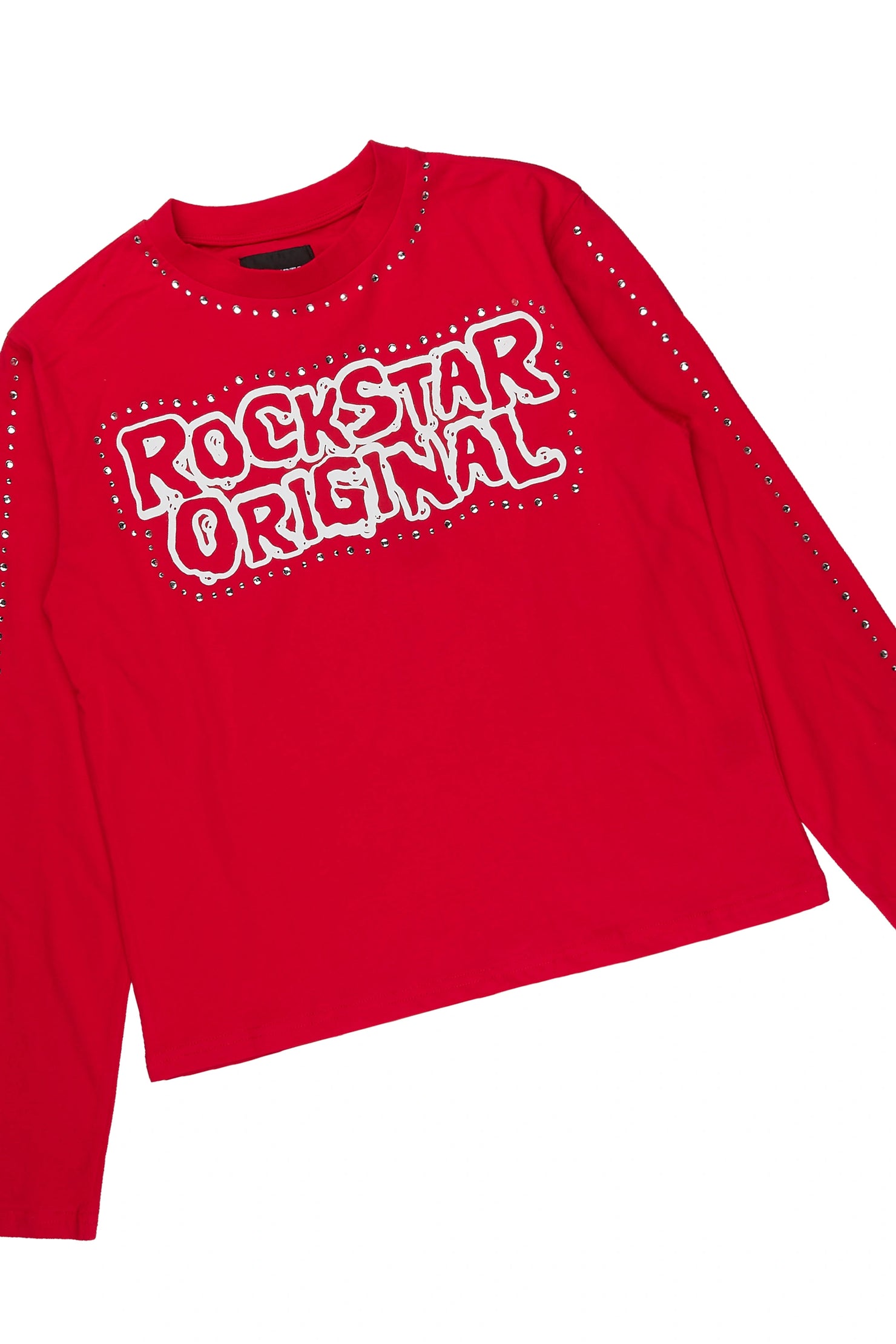 Boys Marc Red Rhinestone Long Sleeve Shirt Relaxed Track Set