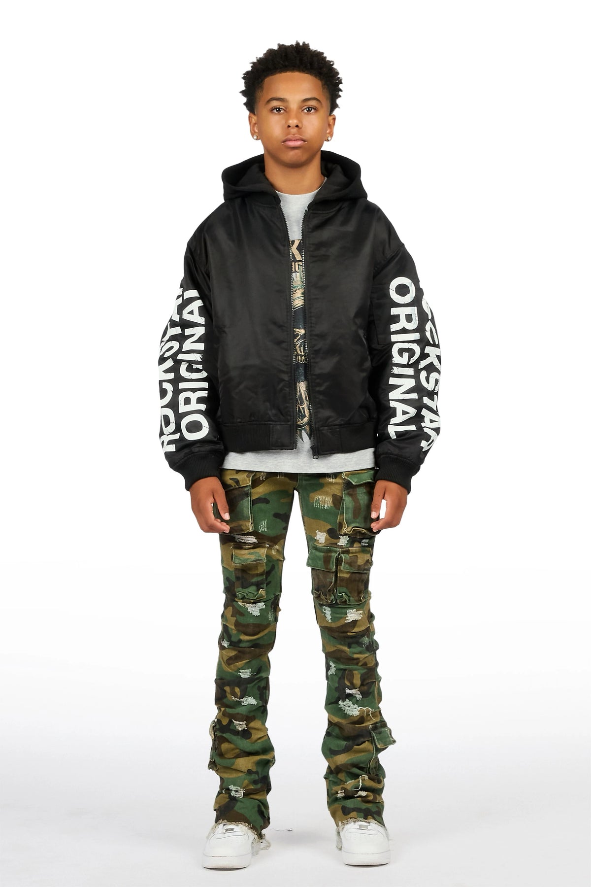 Boys Gentry Camo Stacked Flare Jean