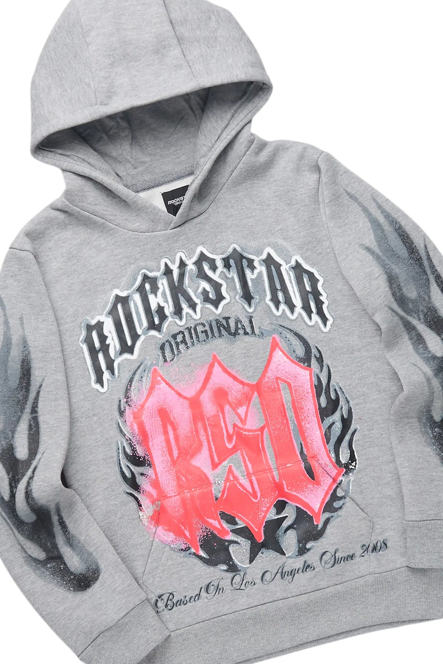 Boys Boaz Vintage Grey Hoodie & Lenz Black Baggy Jean Set