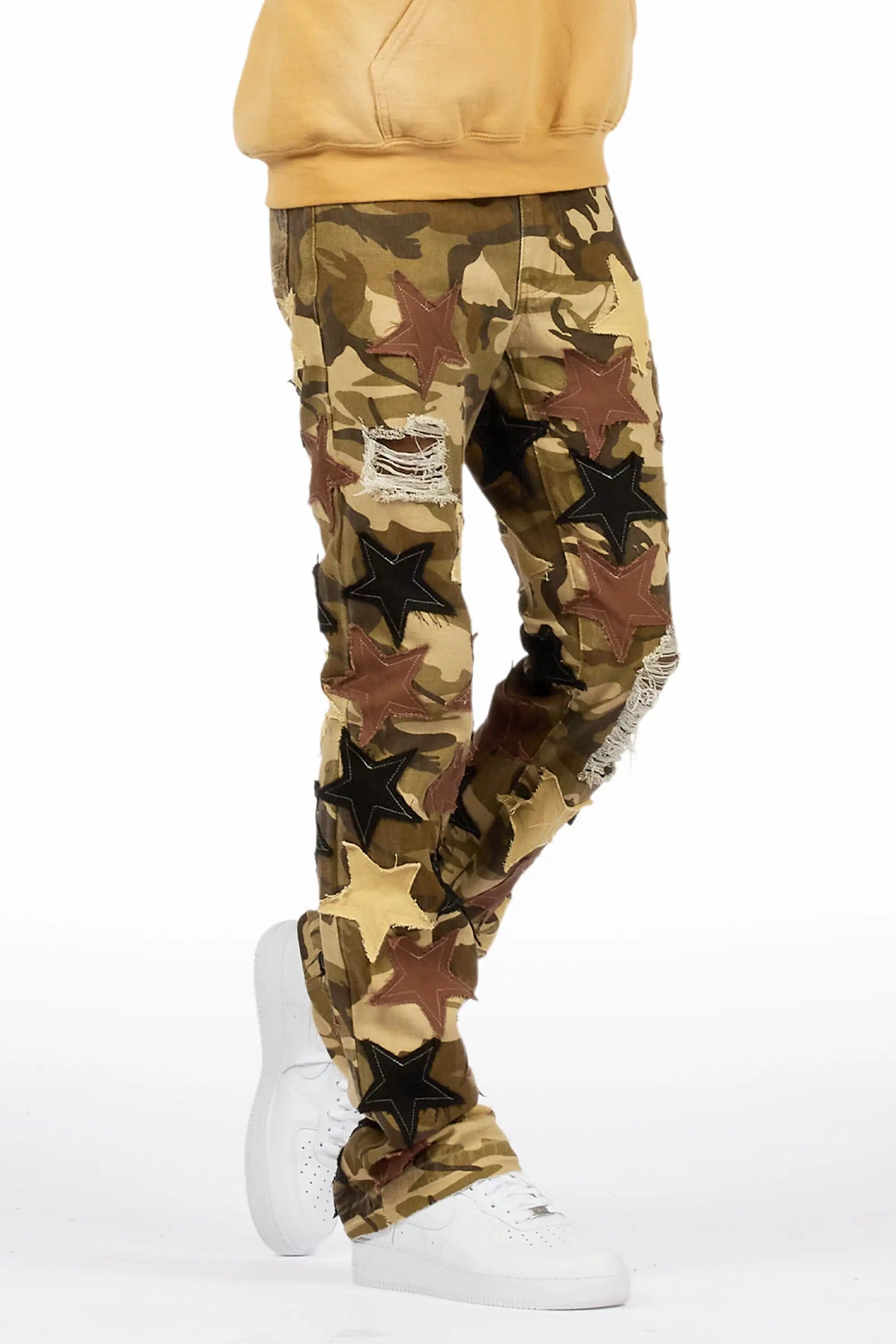 StarLane Brown Camo Stacked Flare Jean