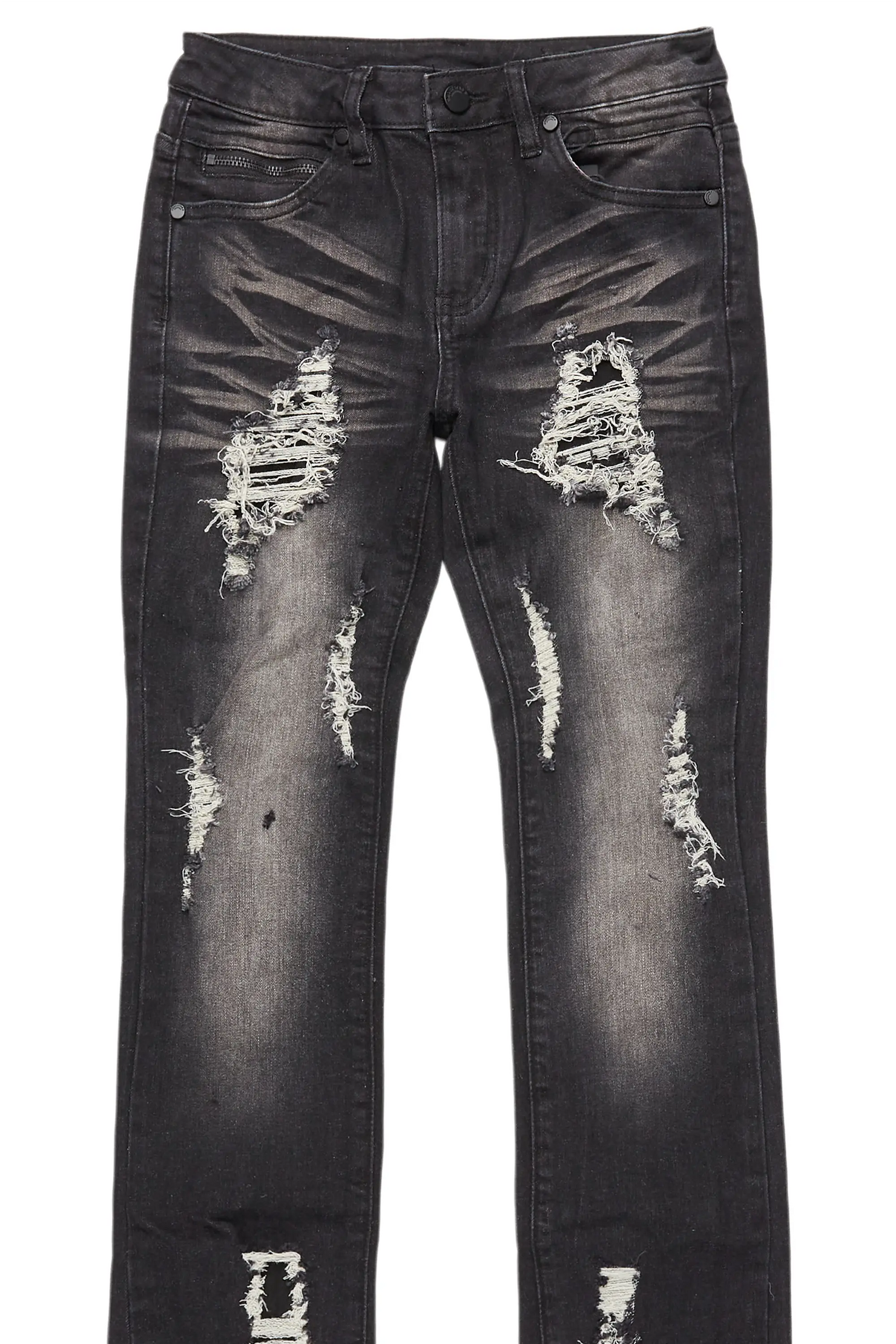 Boys Fateh Dark Grey Stacked Flare Jean