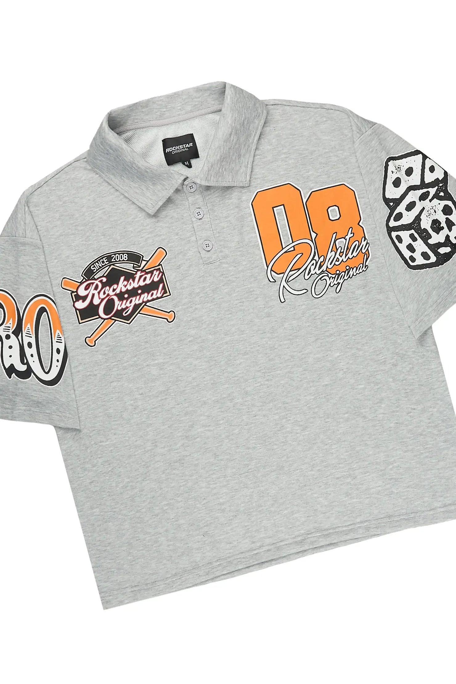 Forbidden Heather Grey Crop Boxy Polo/Fleece Baggy Track Set