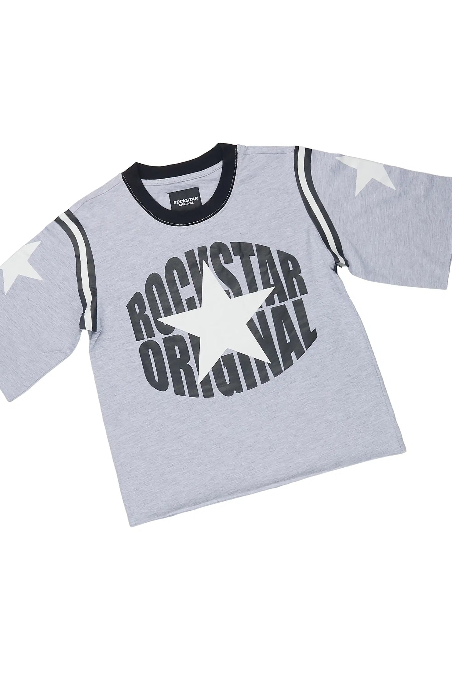Girls Alora Grey/Dark Grey T-Shirt Stacked Jean Set