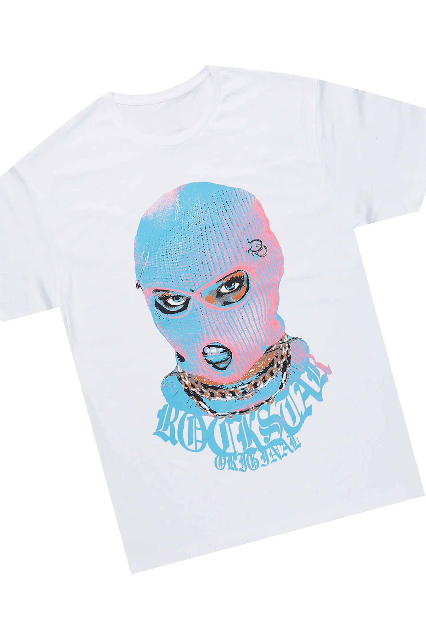 Murdra White/Blue T-Shirt/Stacked Flare Pant Set