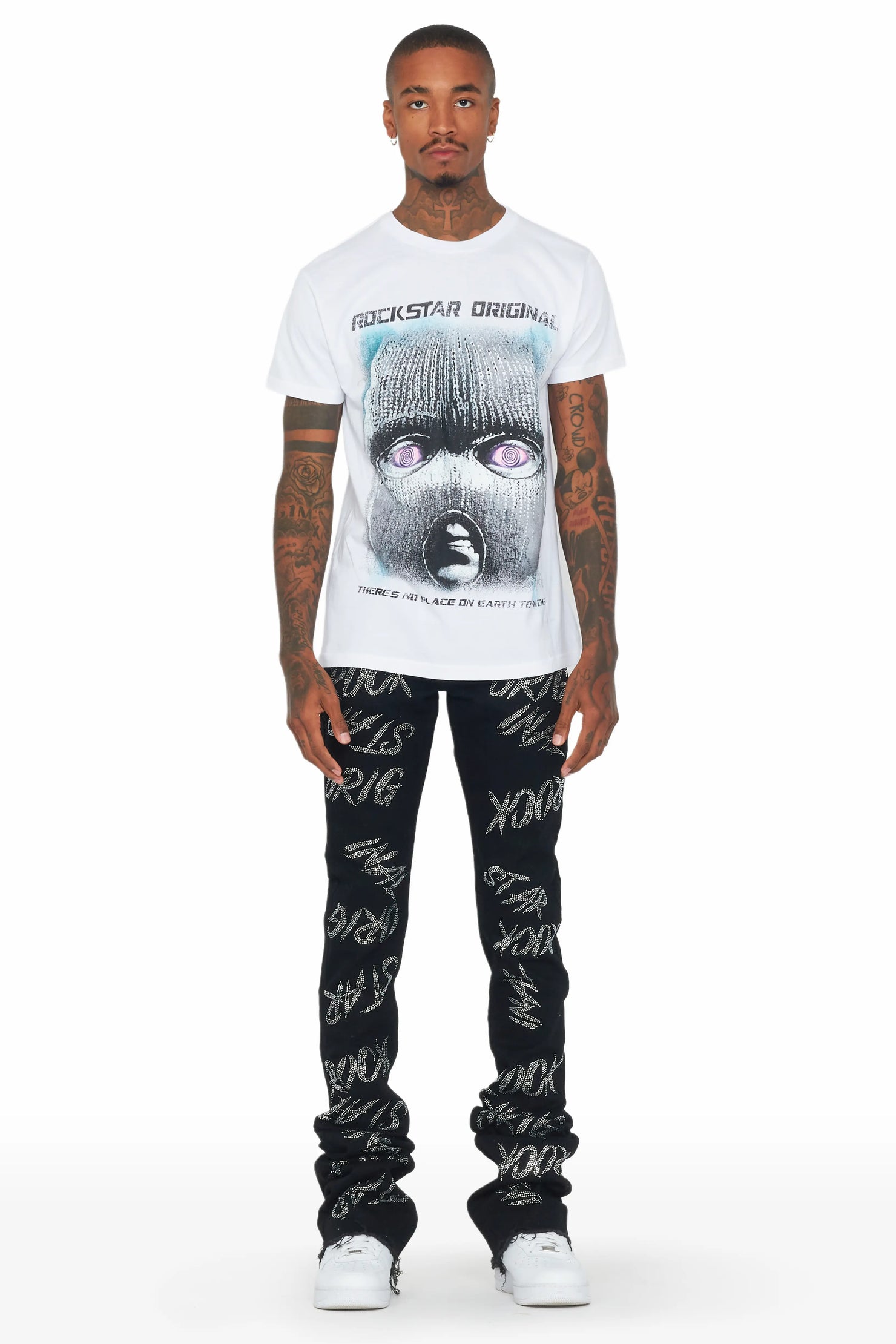 Cato Black Super Stacked Flare Jean