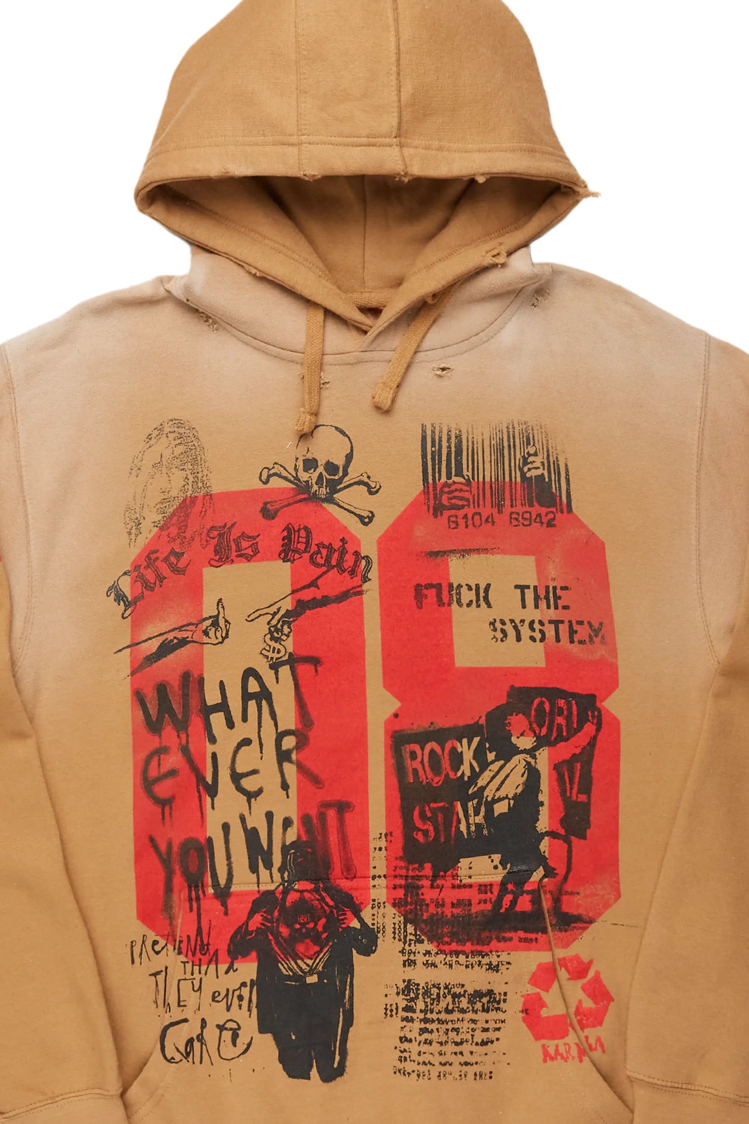 Grill Tan Distressed Graphic Hoodie