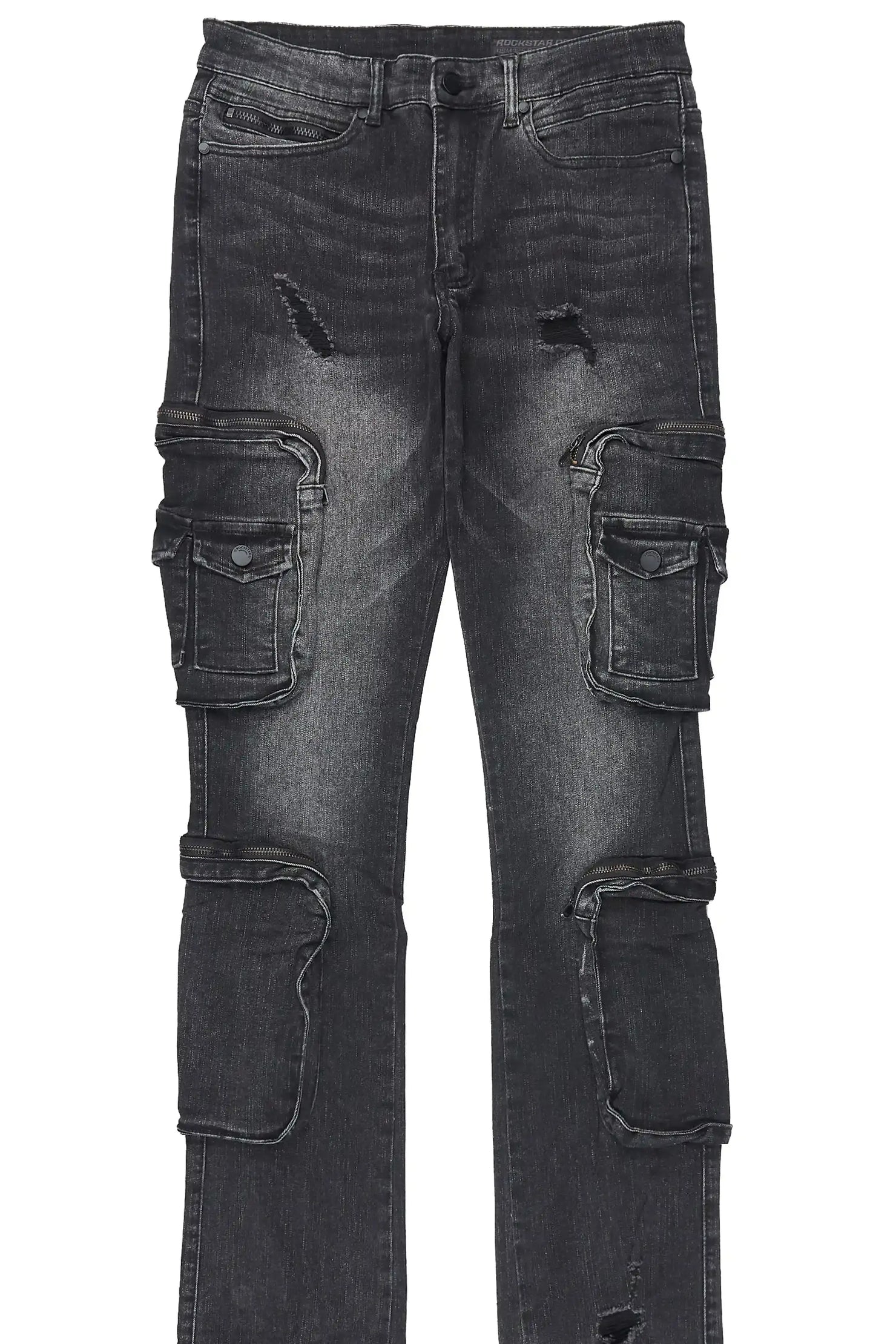 Allen Dark Grey Super Stacked Flare Jean