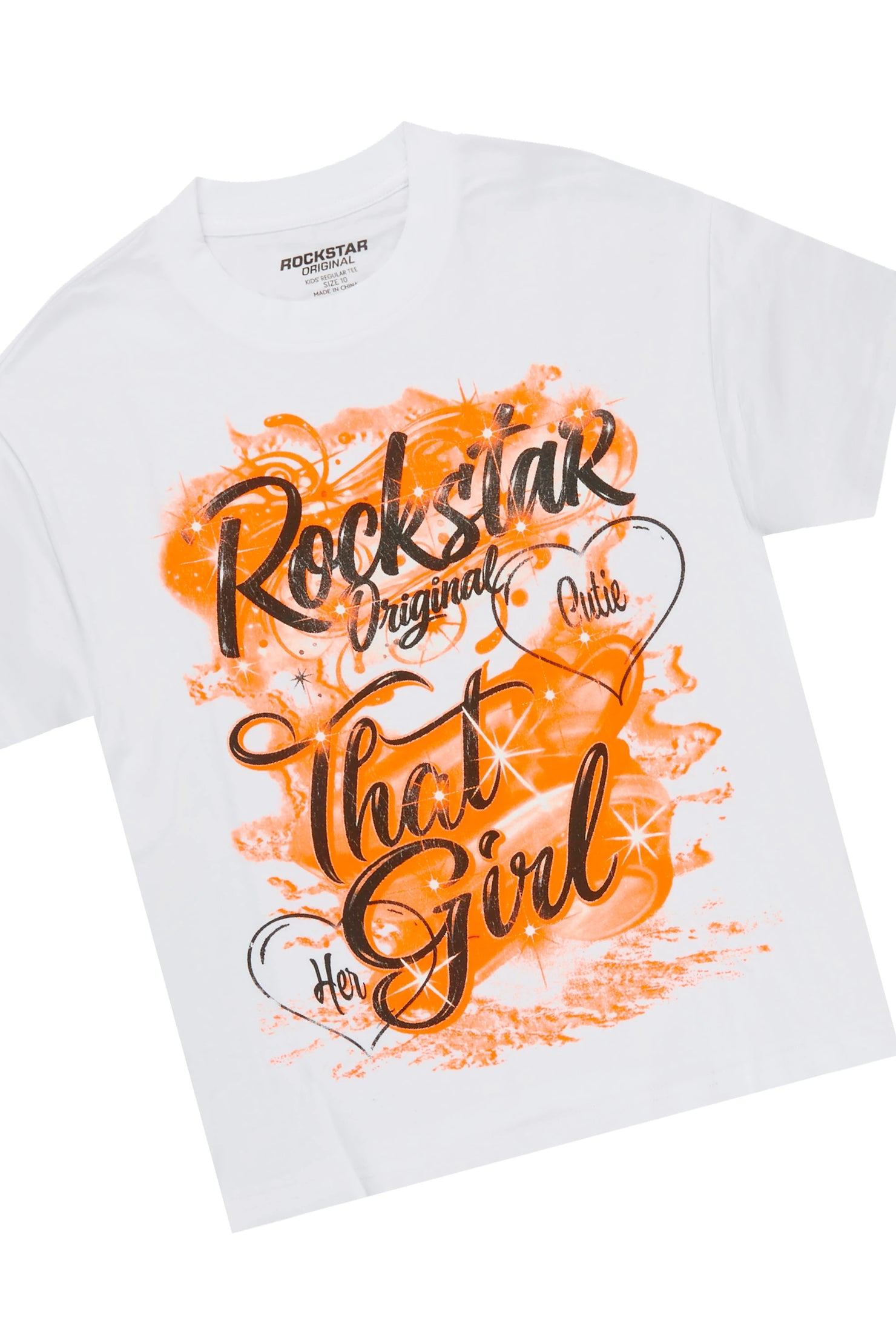 Girls Skye White/Dirty Blue T-Shirt Stacked Jean Set