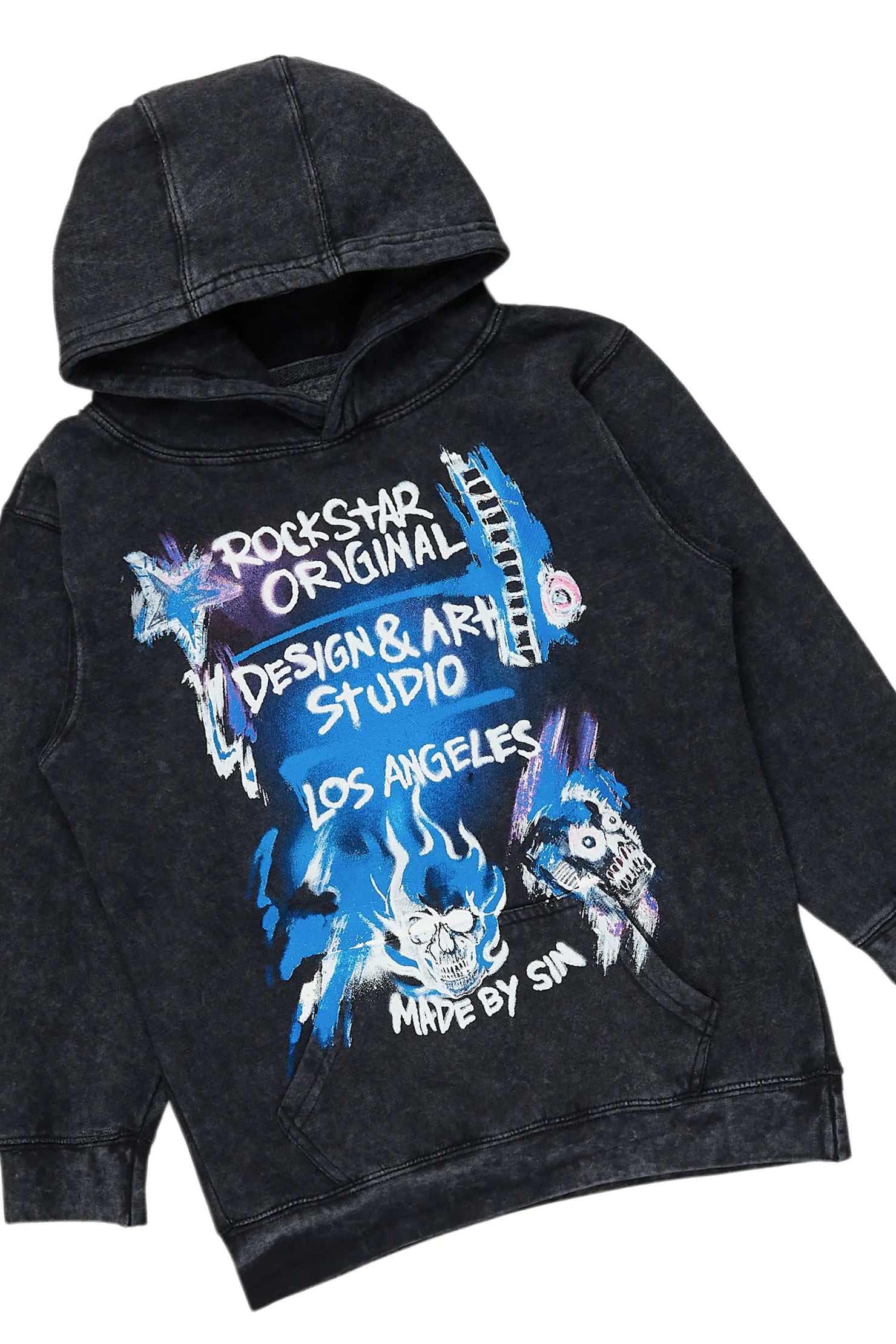 Boys Soweto Vintage Black Hoodie/Stacked Flare Jean Set