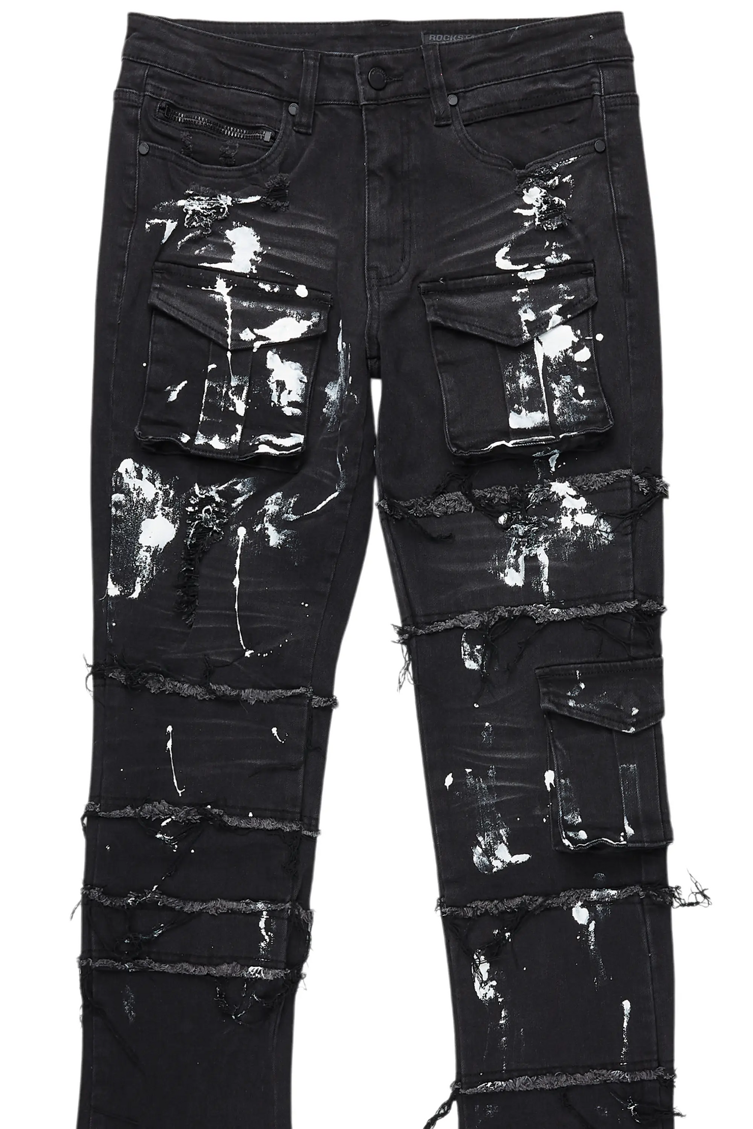 Folly Dark Grey Painter Stacked Flare Jean