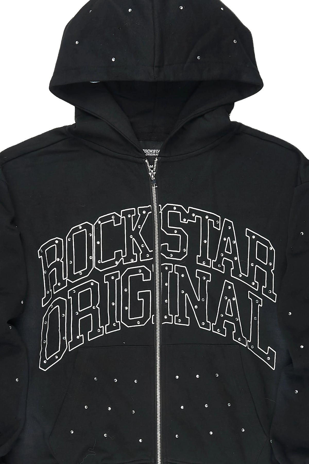 Alvina Black Rhinestone Zip Up Hoodie