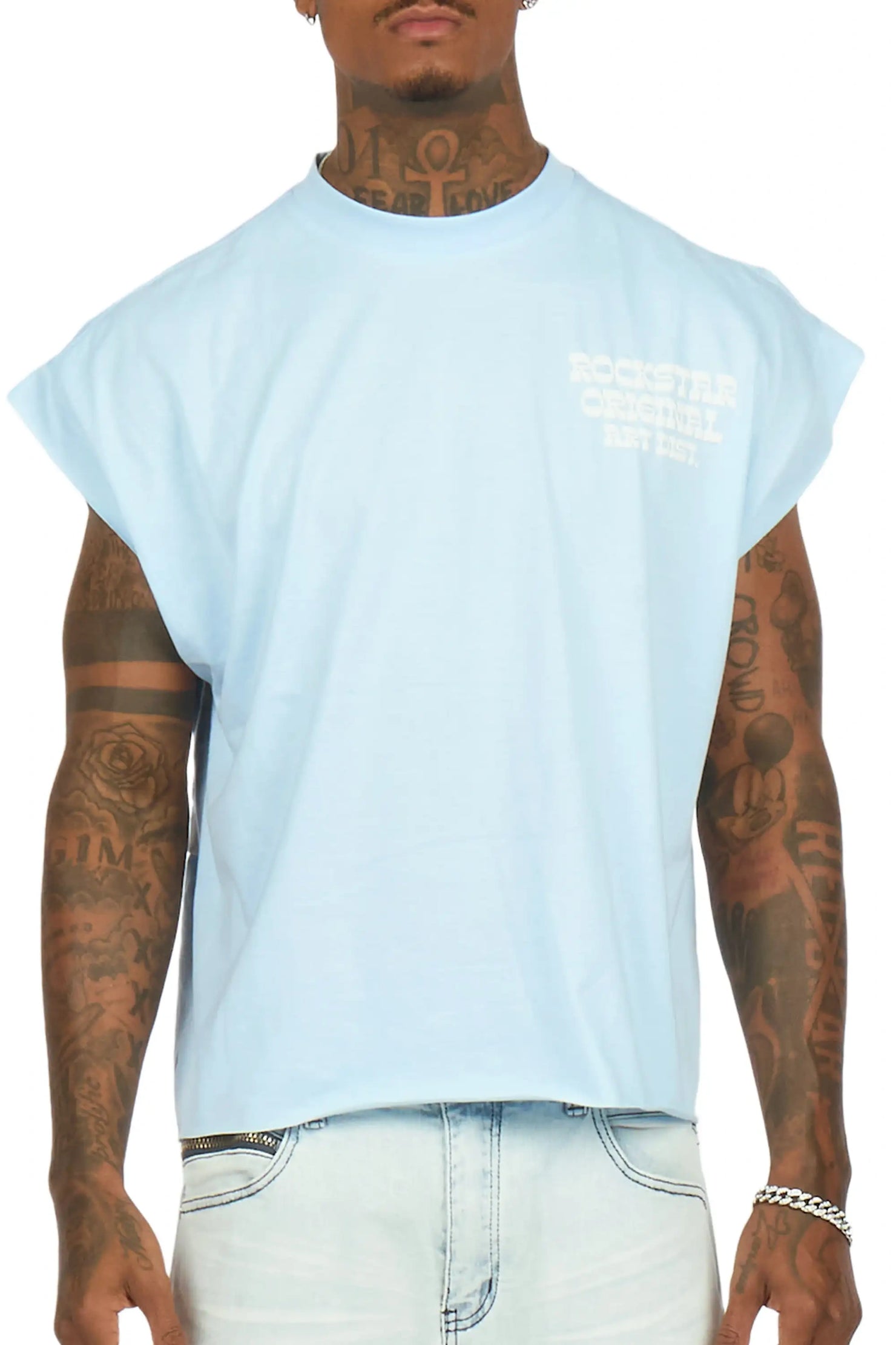 Plot Baby Blue Cut Sleeve Tee