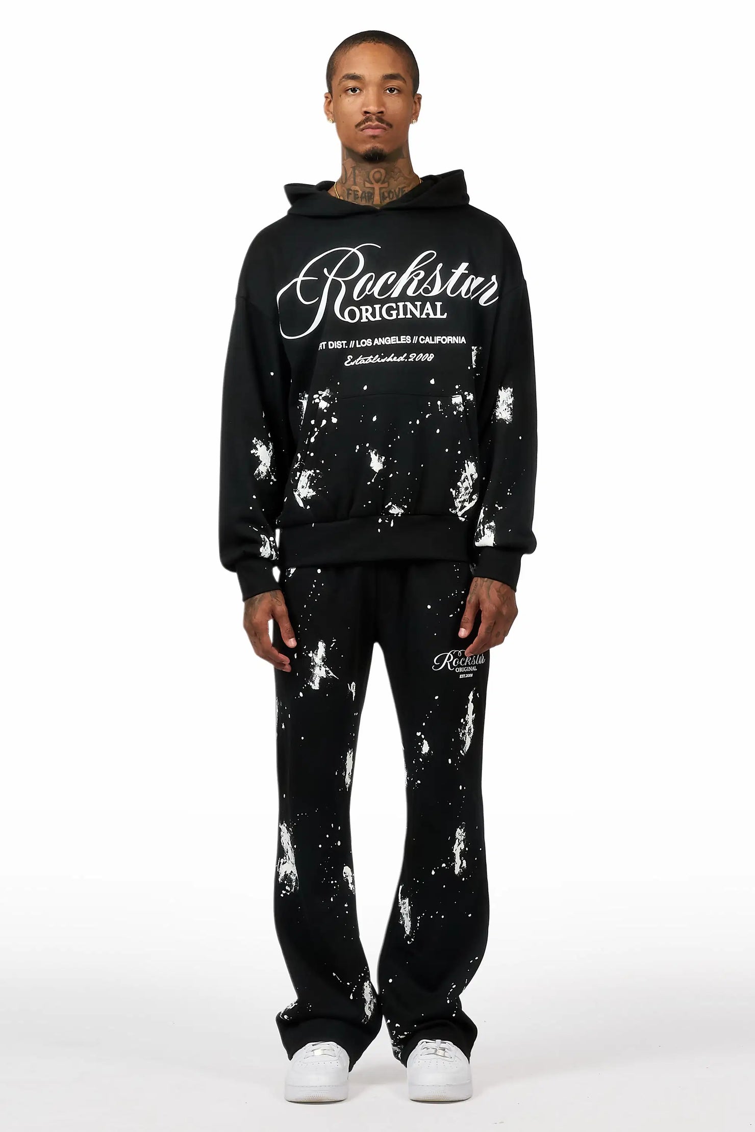 Cero Black/White Hoodie Relaxed Track Set