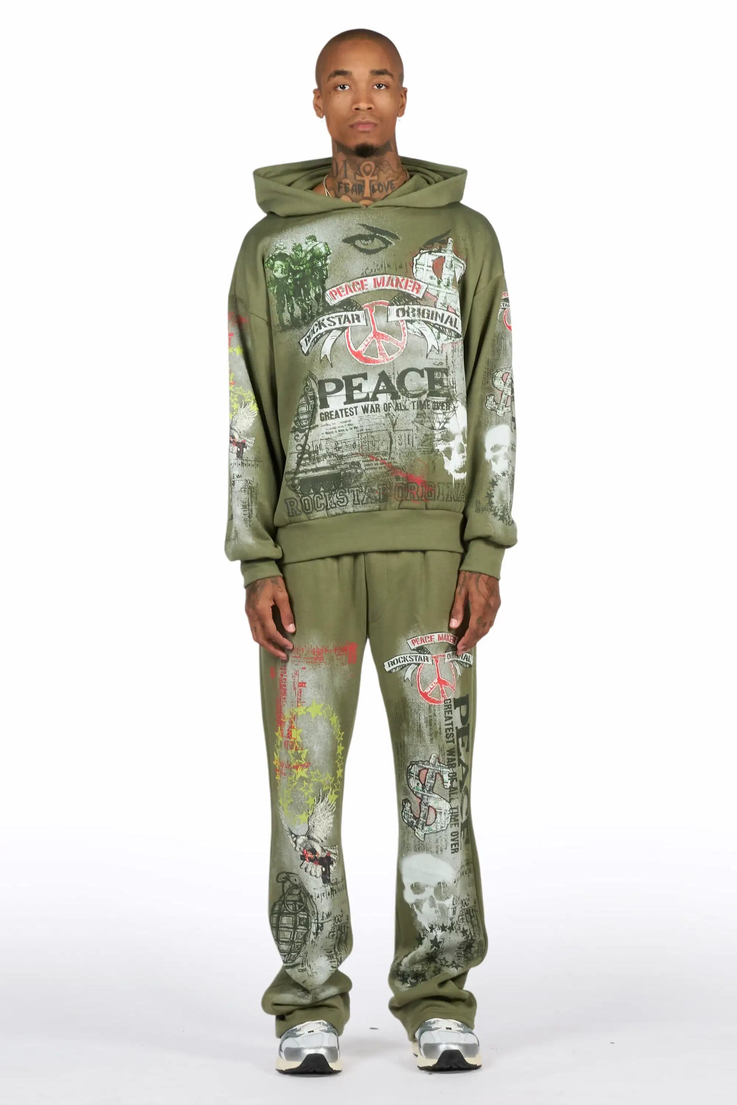 Seiko Army Green Hoodie Baggy Track Set