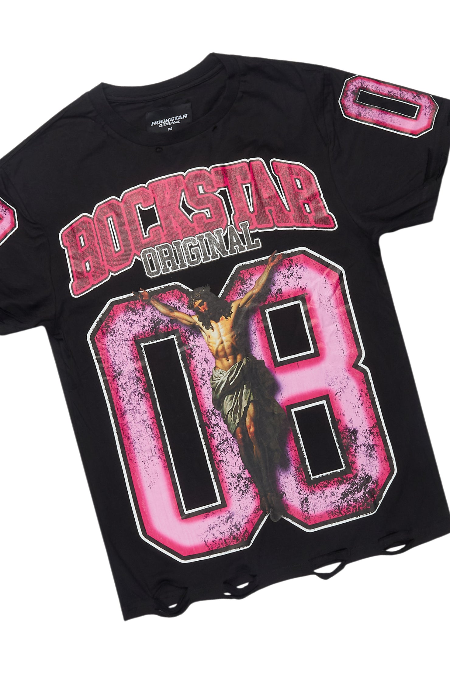 Fields Black T-Shirt/Nello Painted Super Stacked Flare Jean Set