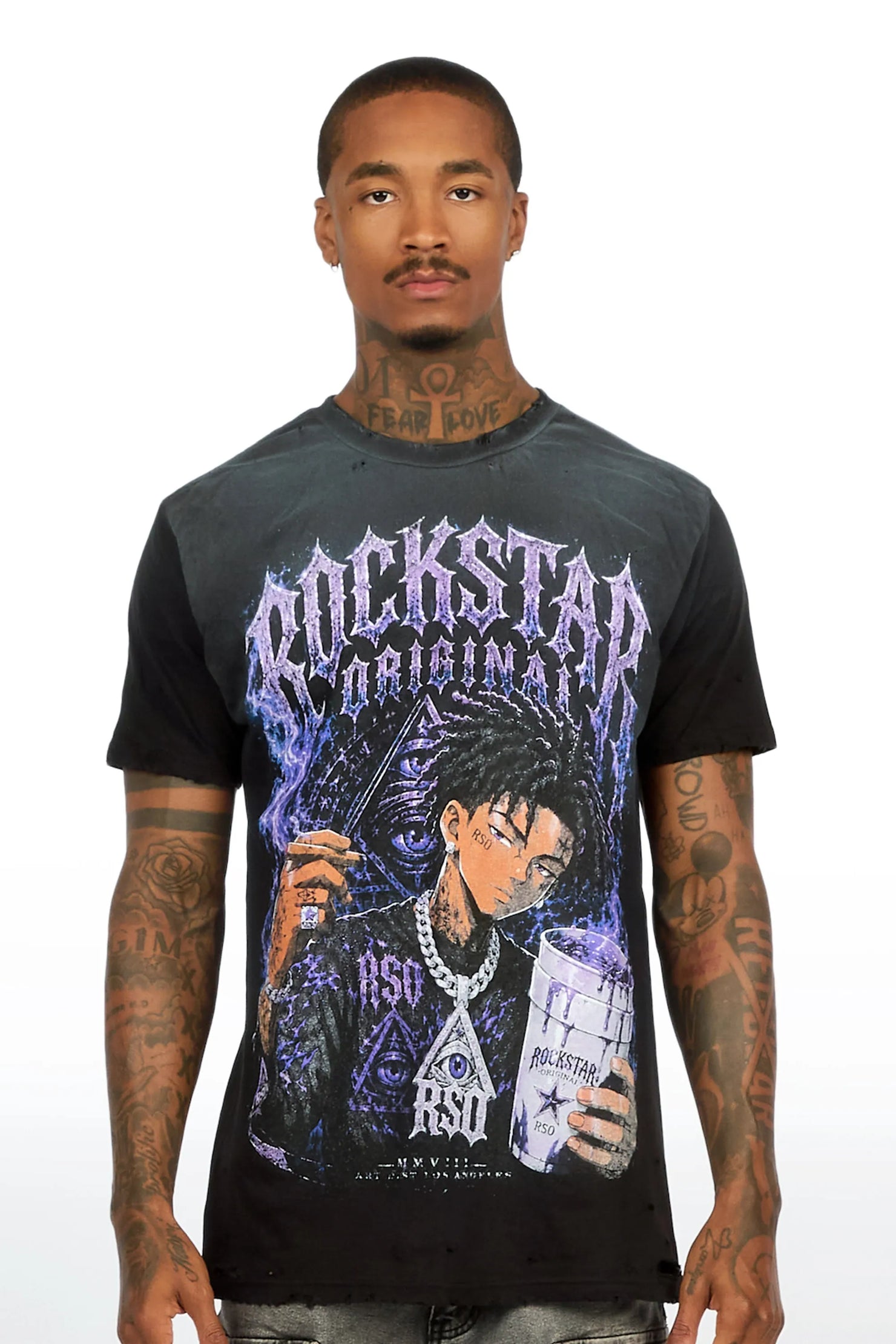 Vexler Black Oversized Graphic T-Shirt