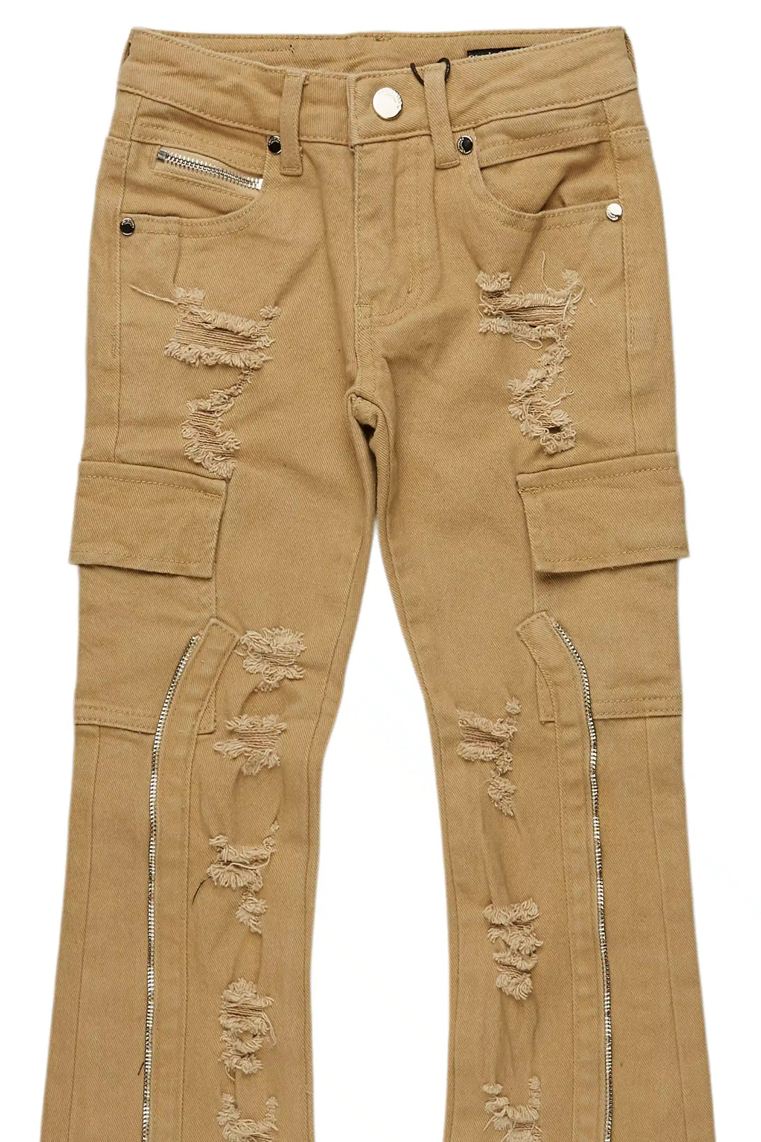 Boys Hutch Beige Stacked Flare Jean