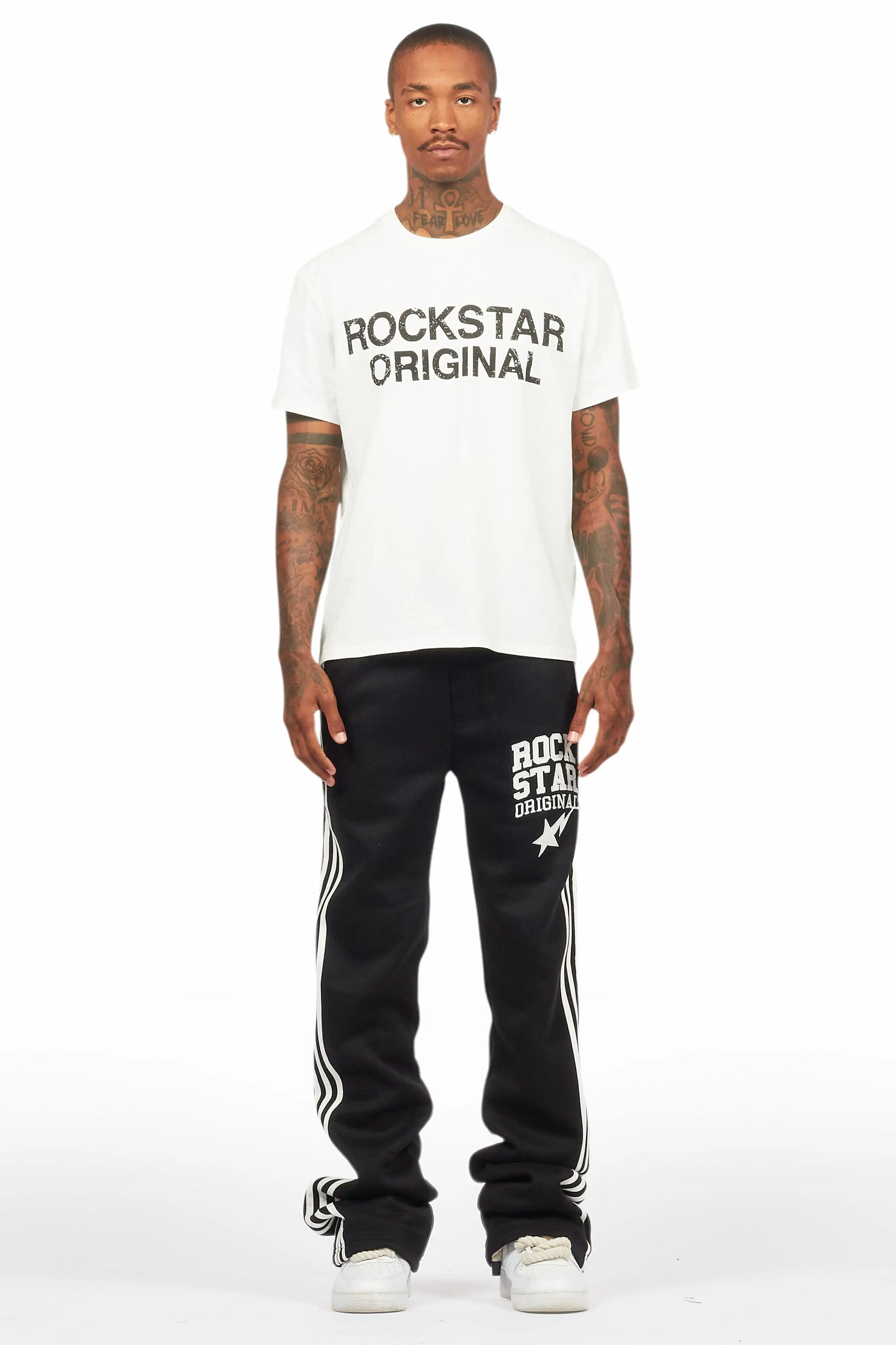 Gerrit Black Fleece Stacked Baggy Track Pant