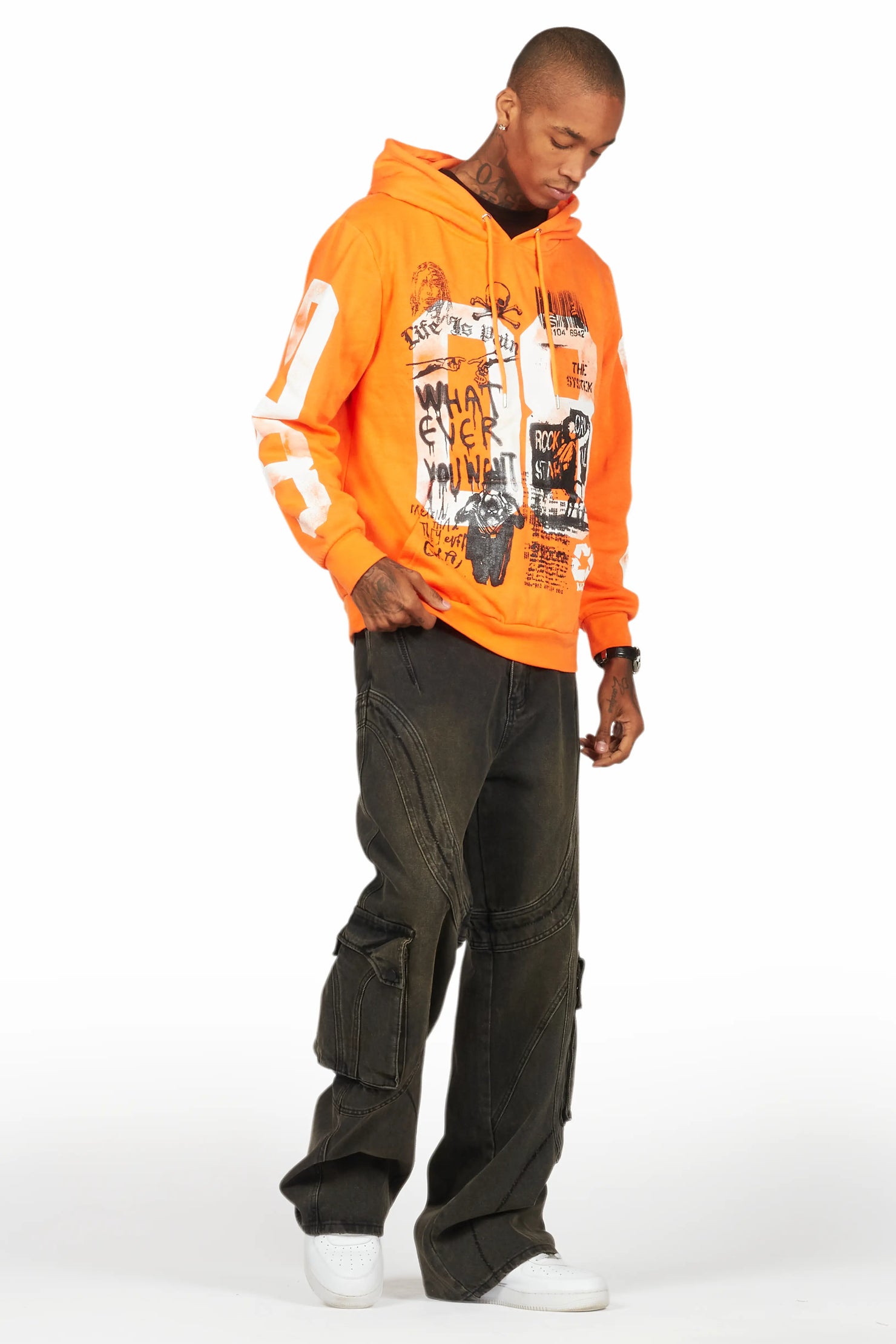 Grill Orange/White Graphic Hoodie