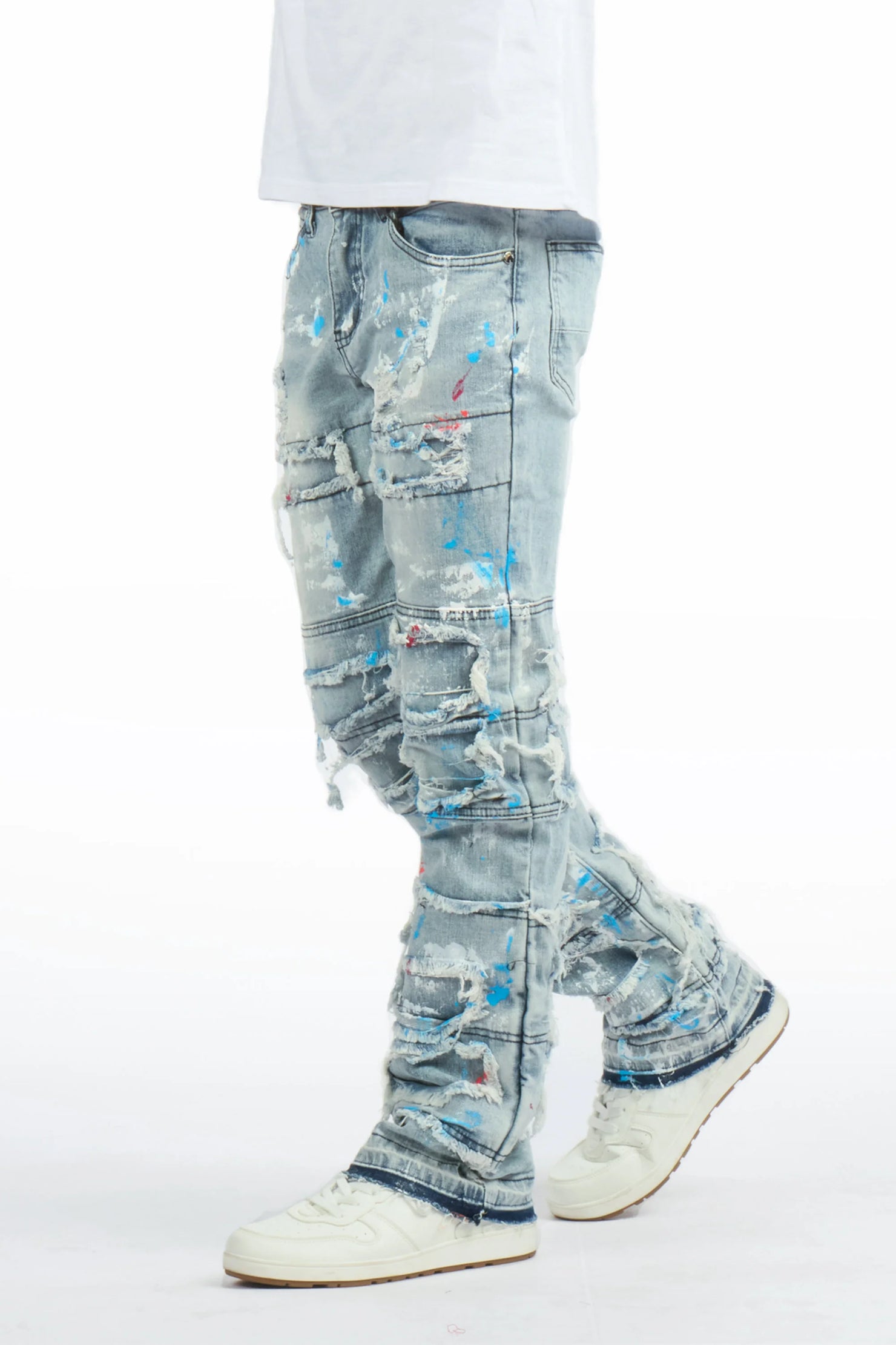 Boys Vasso Blue Stacked Painter Flare Jean