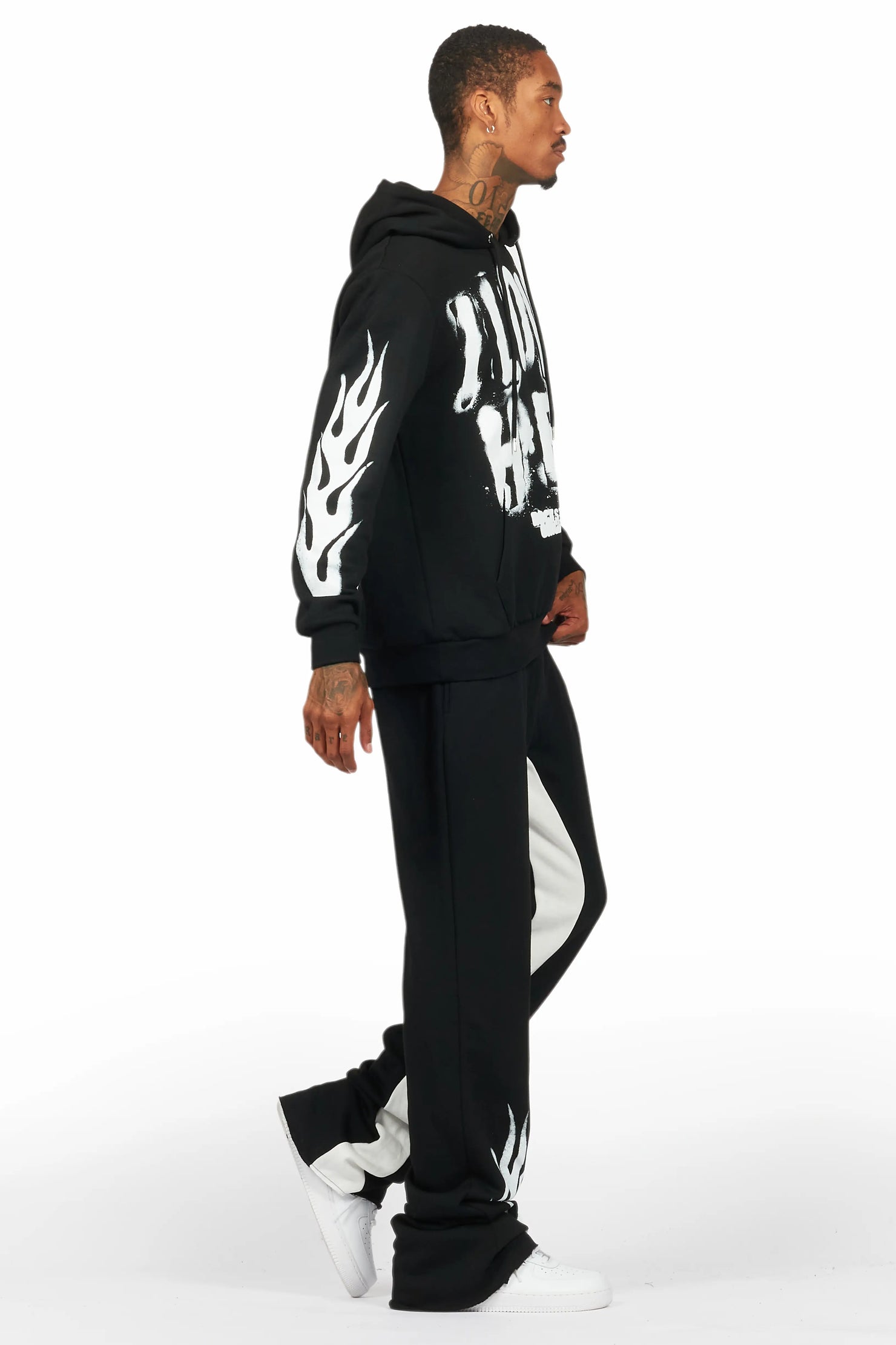 Banyan Black/White Hoodie/Baggy Fit Pant Set