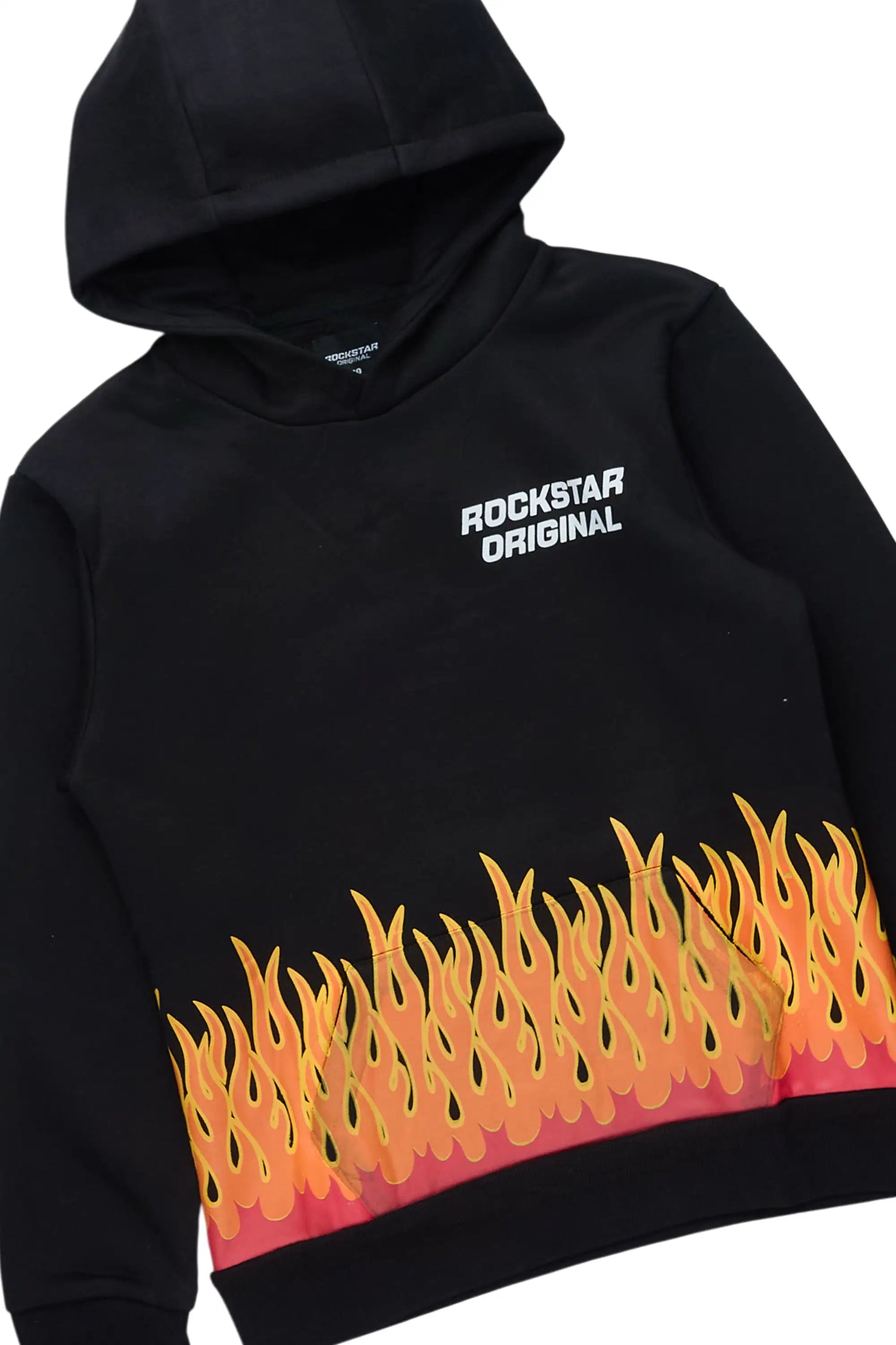 Boys Roeland Black Hoodie & Gentry Black Stacked Jean Set