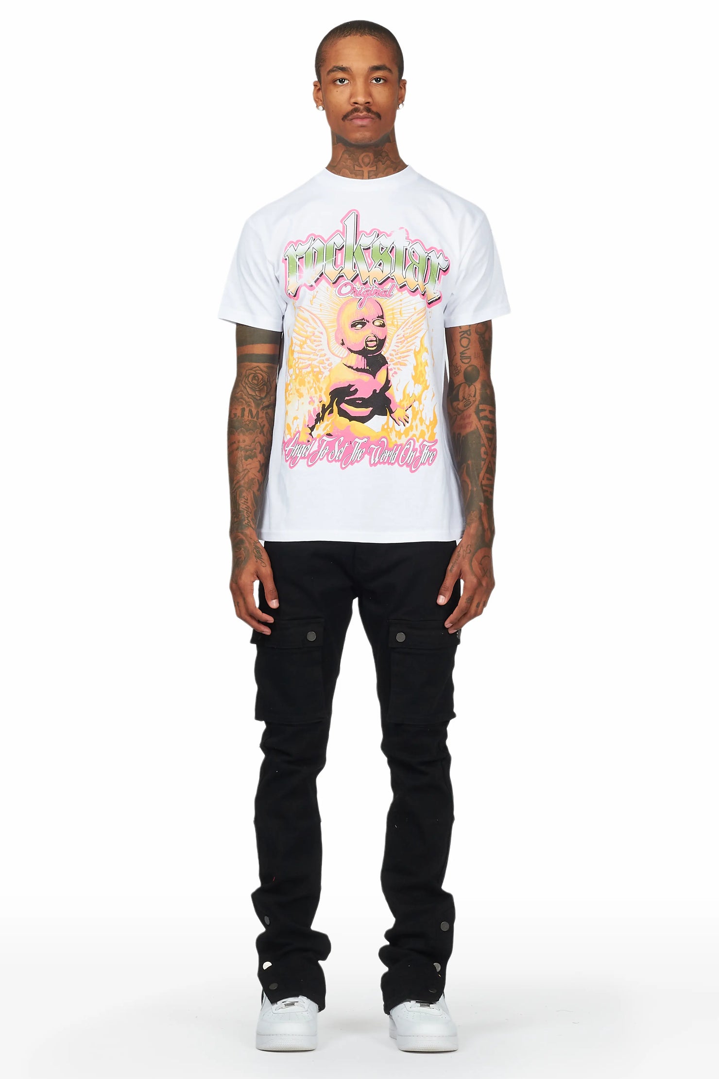 Waage Black Cargo Stacked Flare Jean