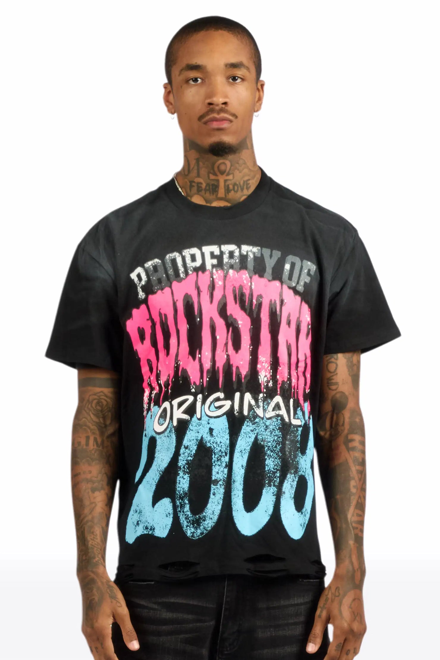 Raezion Black Oversized Graphic T-Shirt