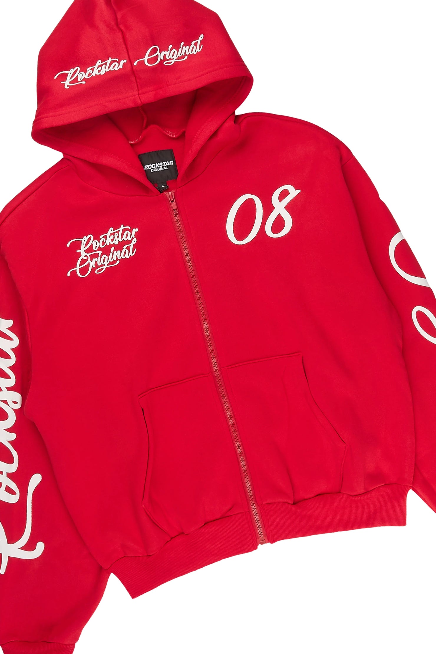 Boys Hanif Red/White Zip Up Hoodie Relaxed Pant Track Set