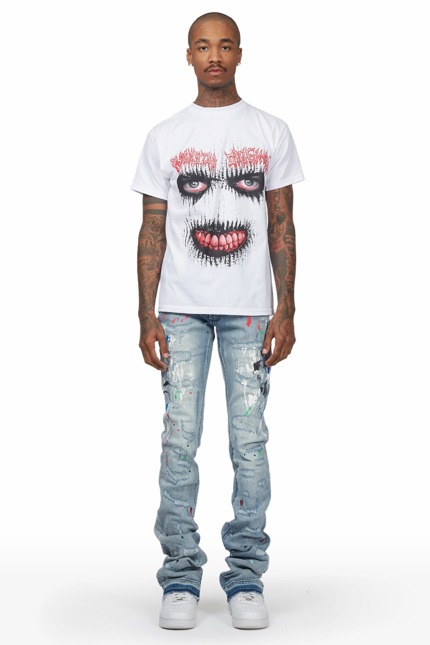 Misael Blue Painter Super Stacked Flare Jean