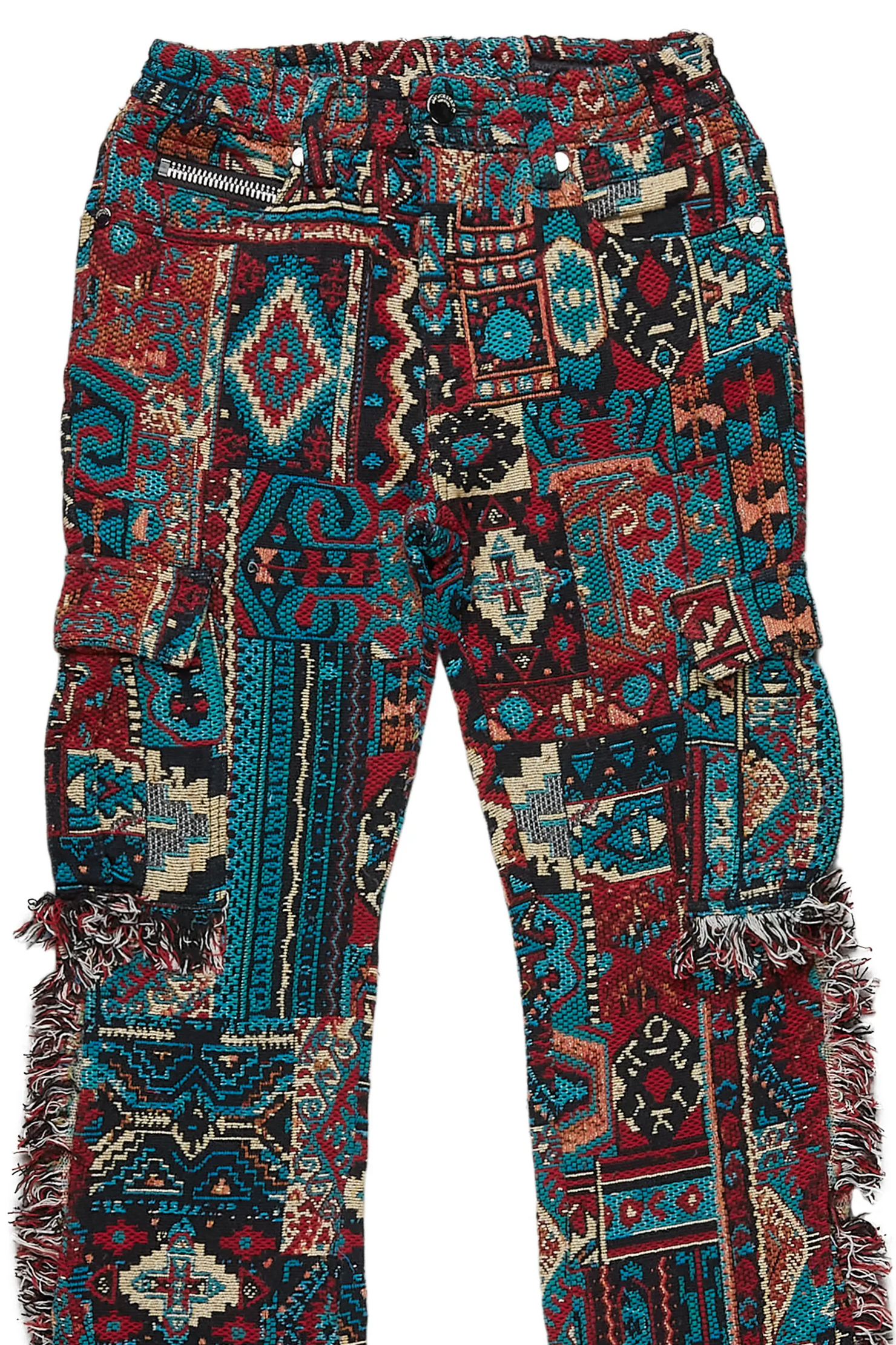 Boys Ayami Red Slim Tapestry Flare Pants