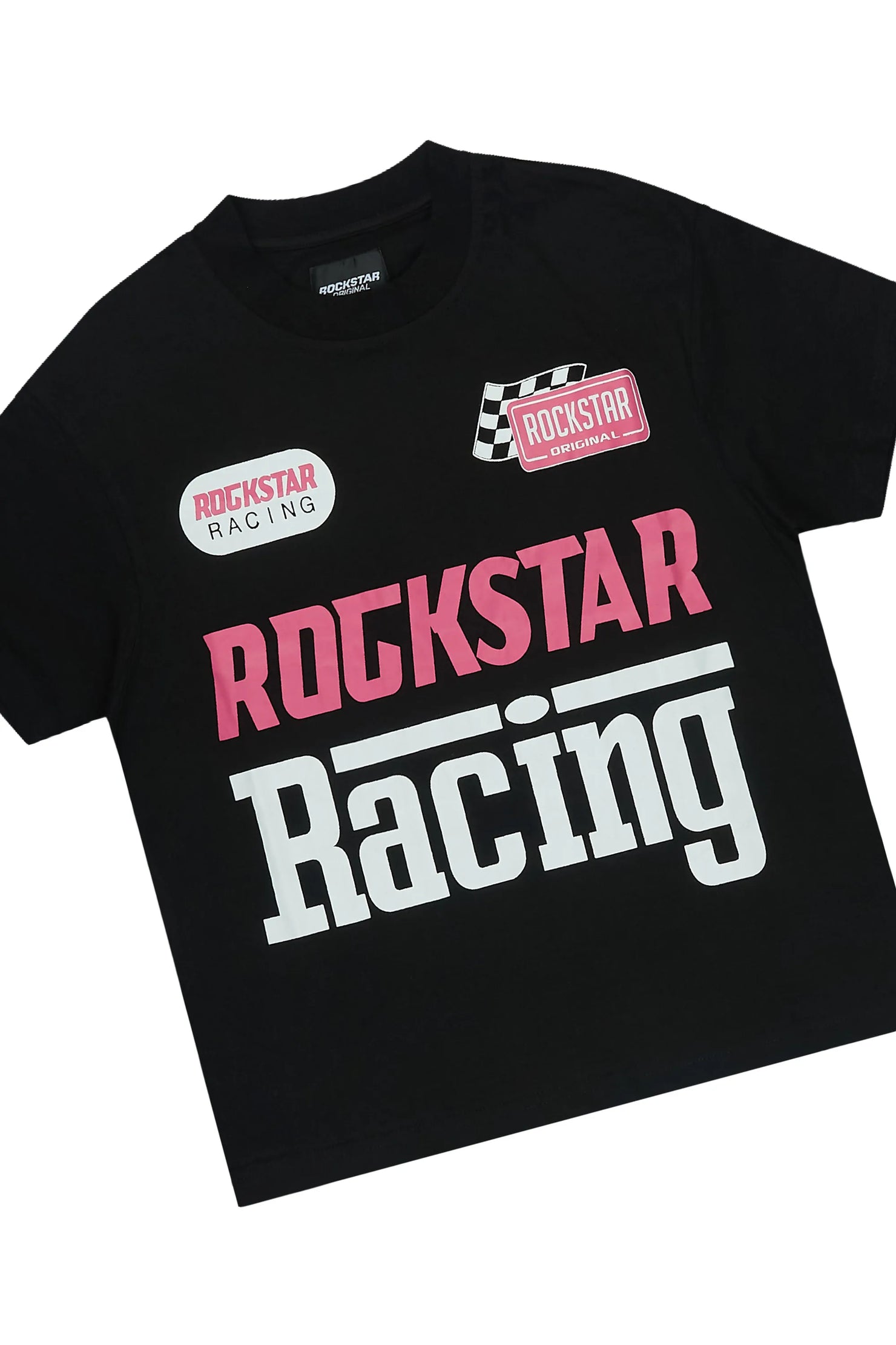 Girls Tarie Black Oversized T-Shirt Short Set