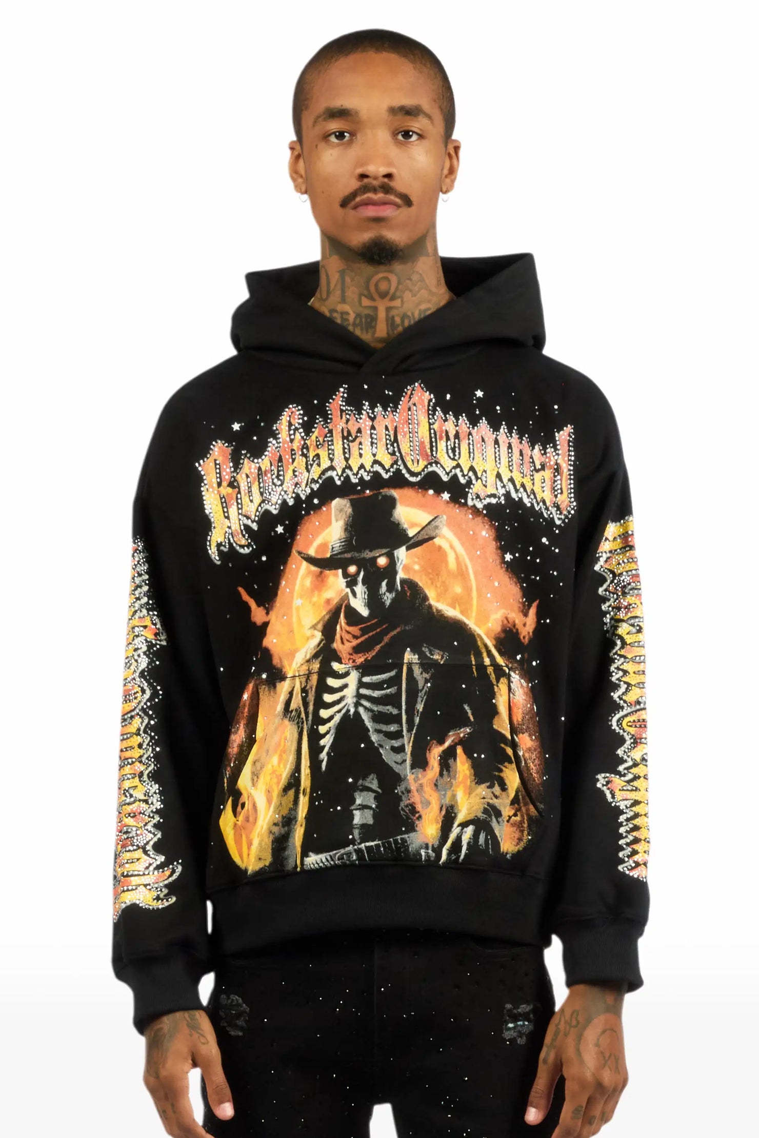 Jag Black Rhinestone Oversized Hoodie