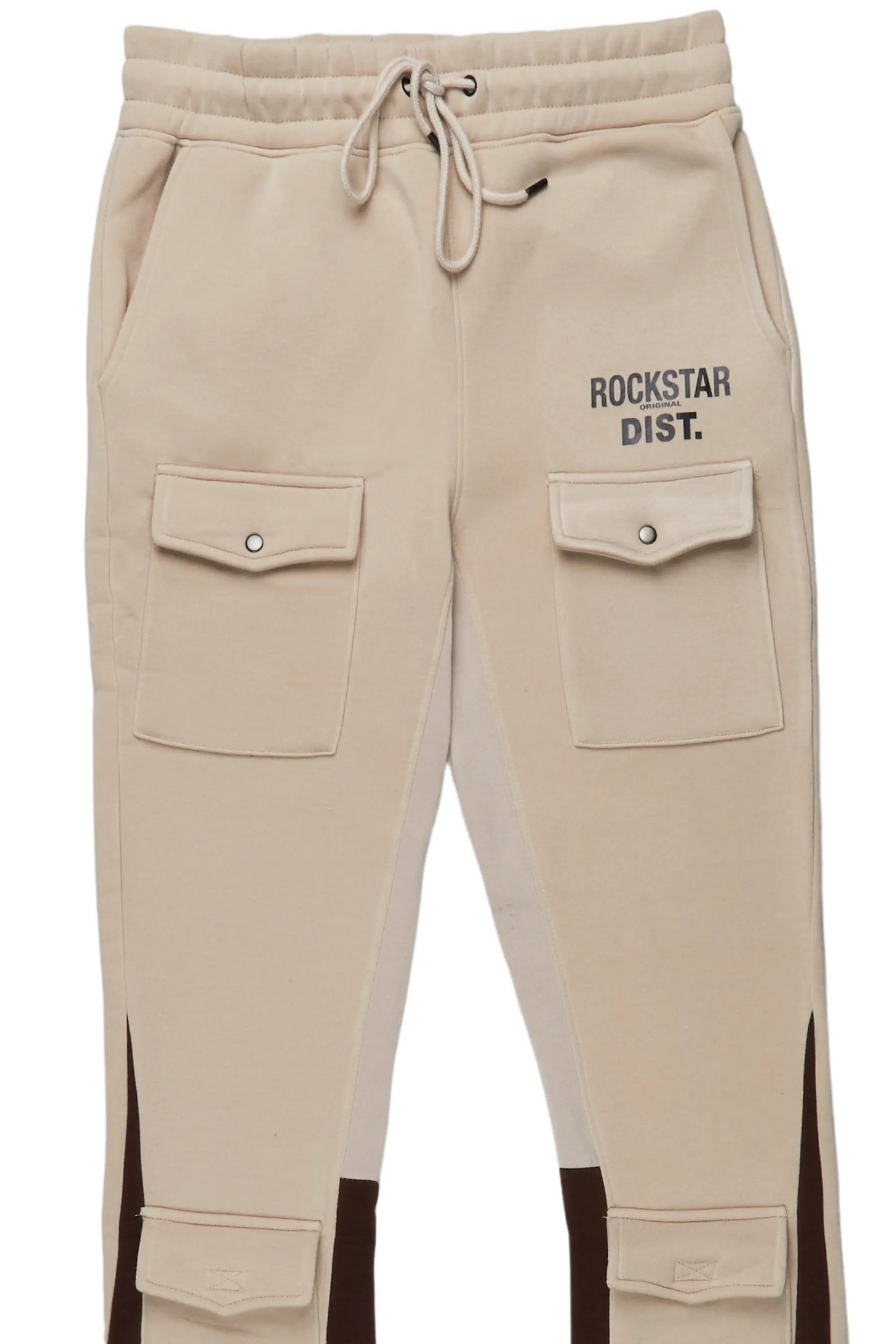 Joncarlo Taupe Stacked Flare Track Pant